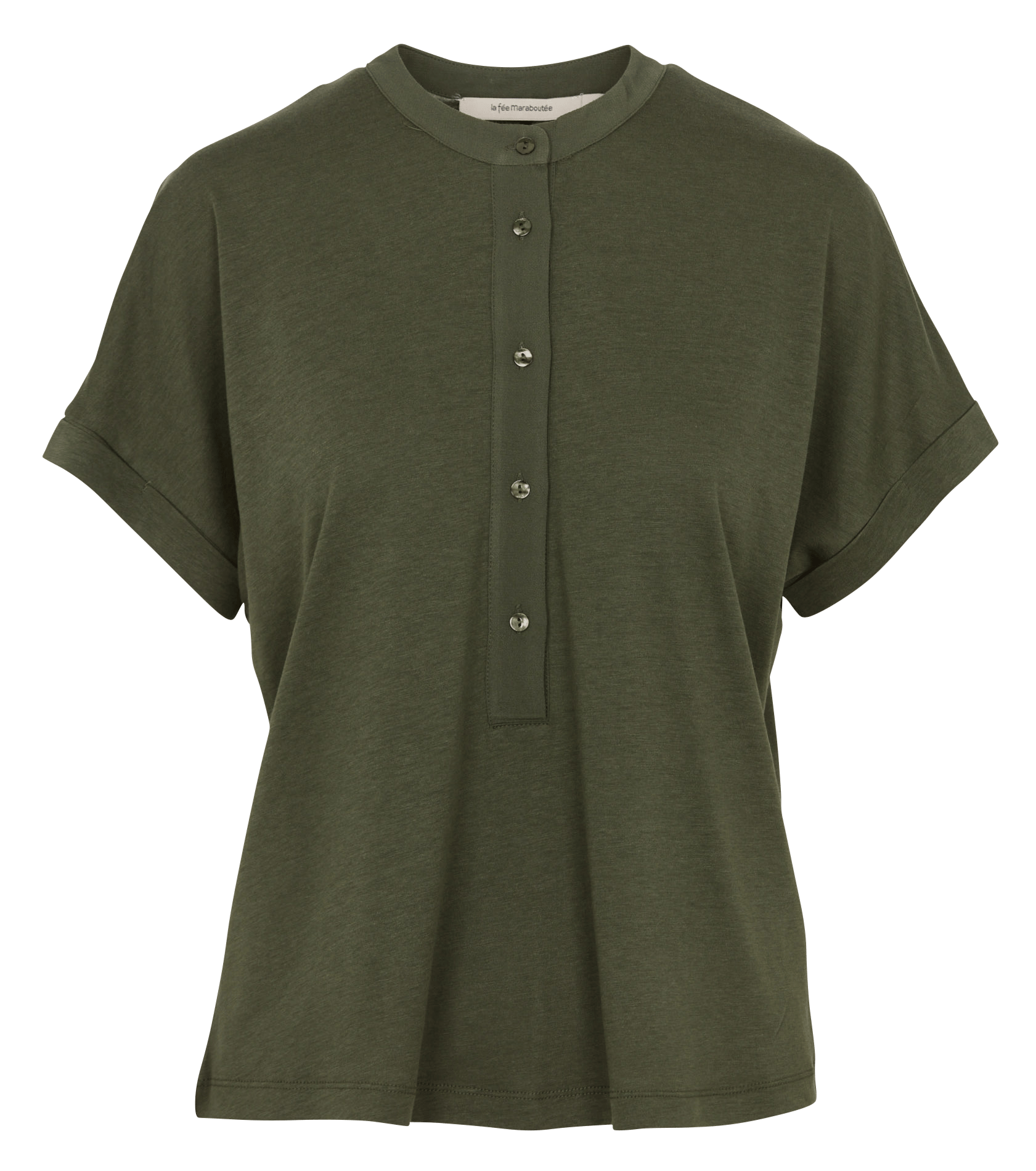 Kurzarm-Bluse mit Knopfleiste uni LA FEE MARABOUTEE