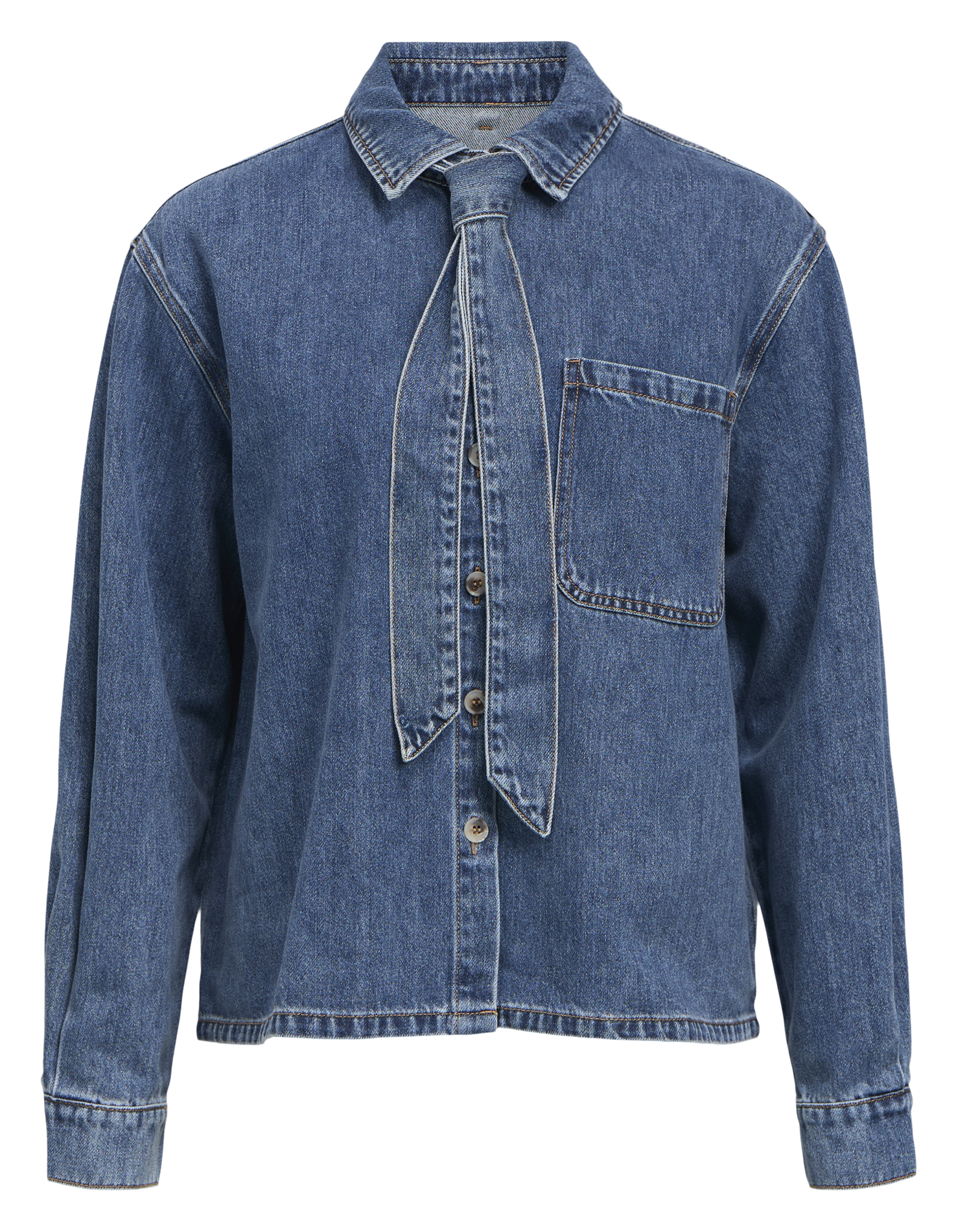 Denim shirt with tie OBJECT Blue