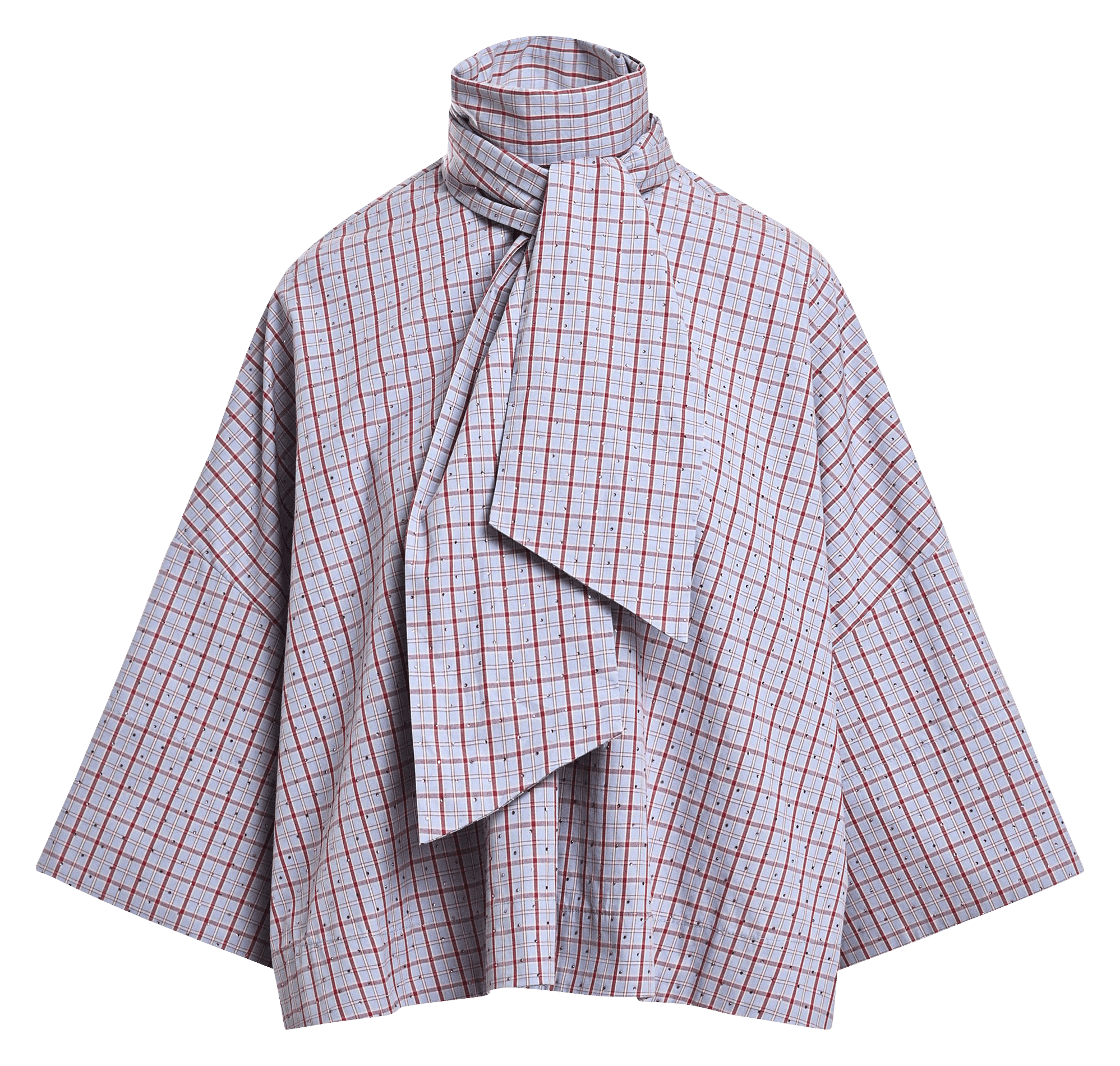 Oversize cotton collar lavallière top | Blue ESSENTIEL ANTWERP Women