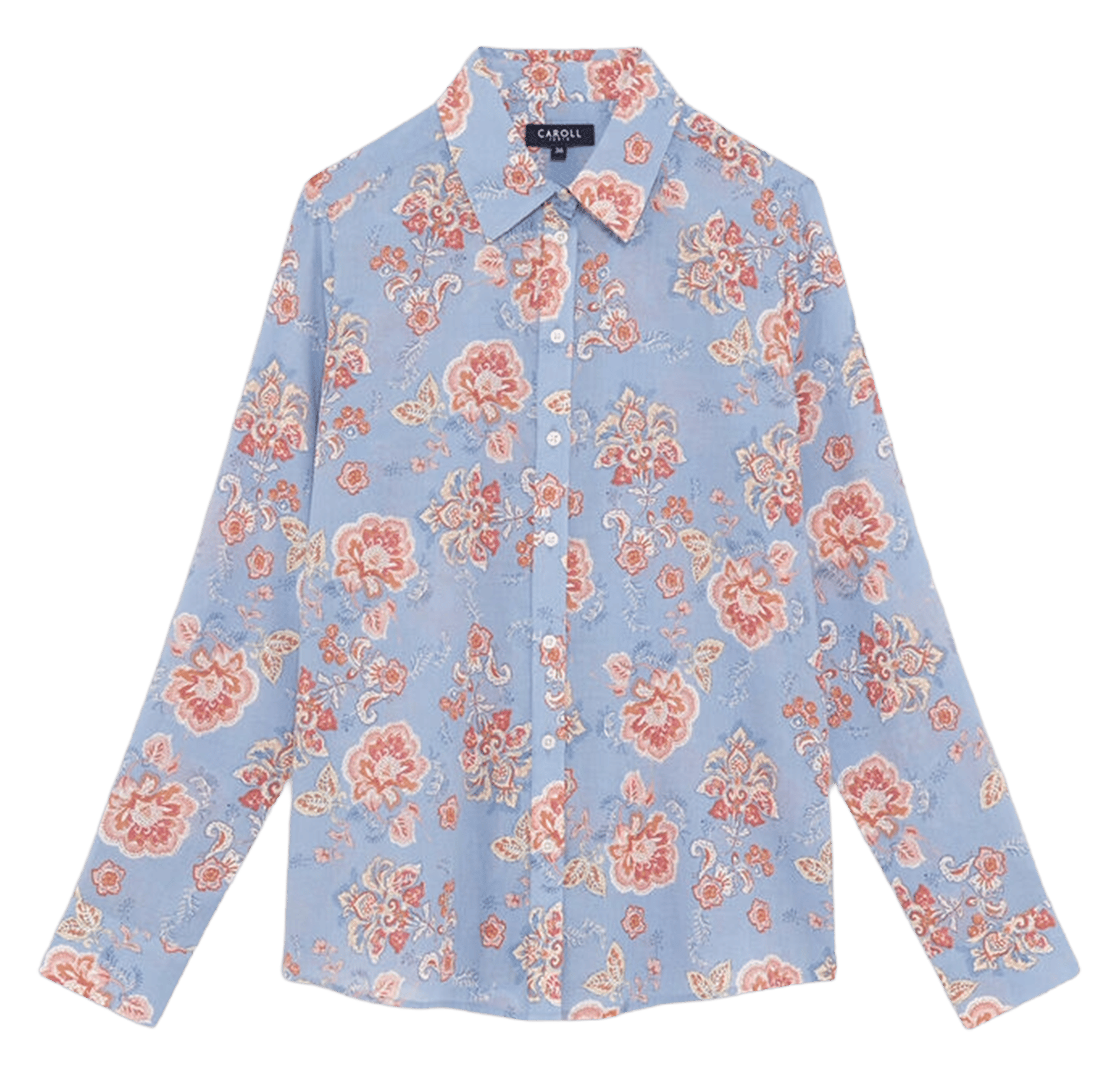 Chemise droite à motifs en coton CAROLL Multicolore