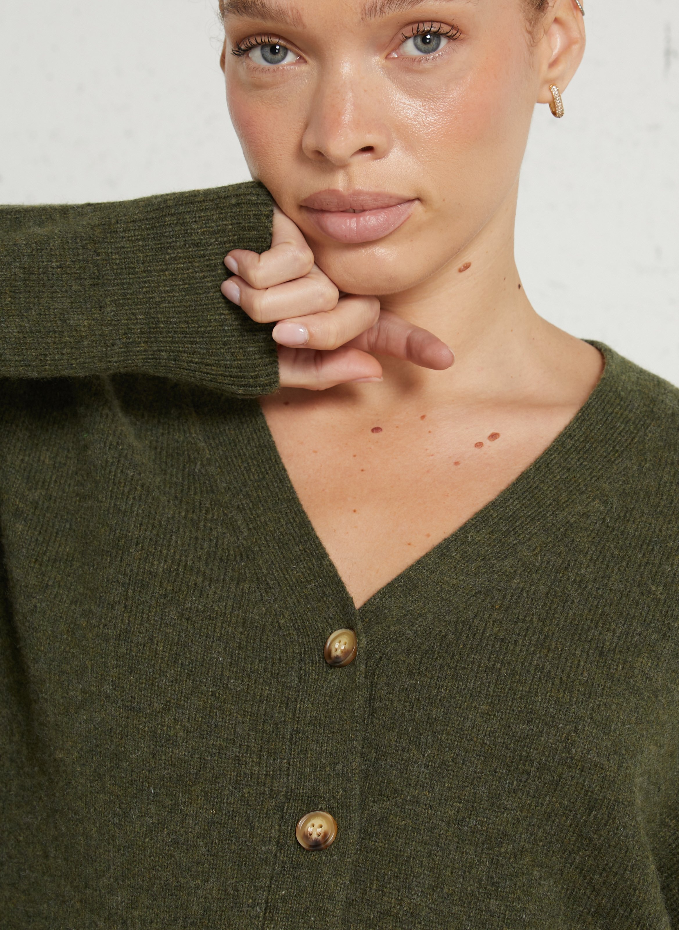 Oversized V-neck wool blend vest JC SOPHIE Green