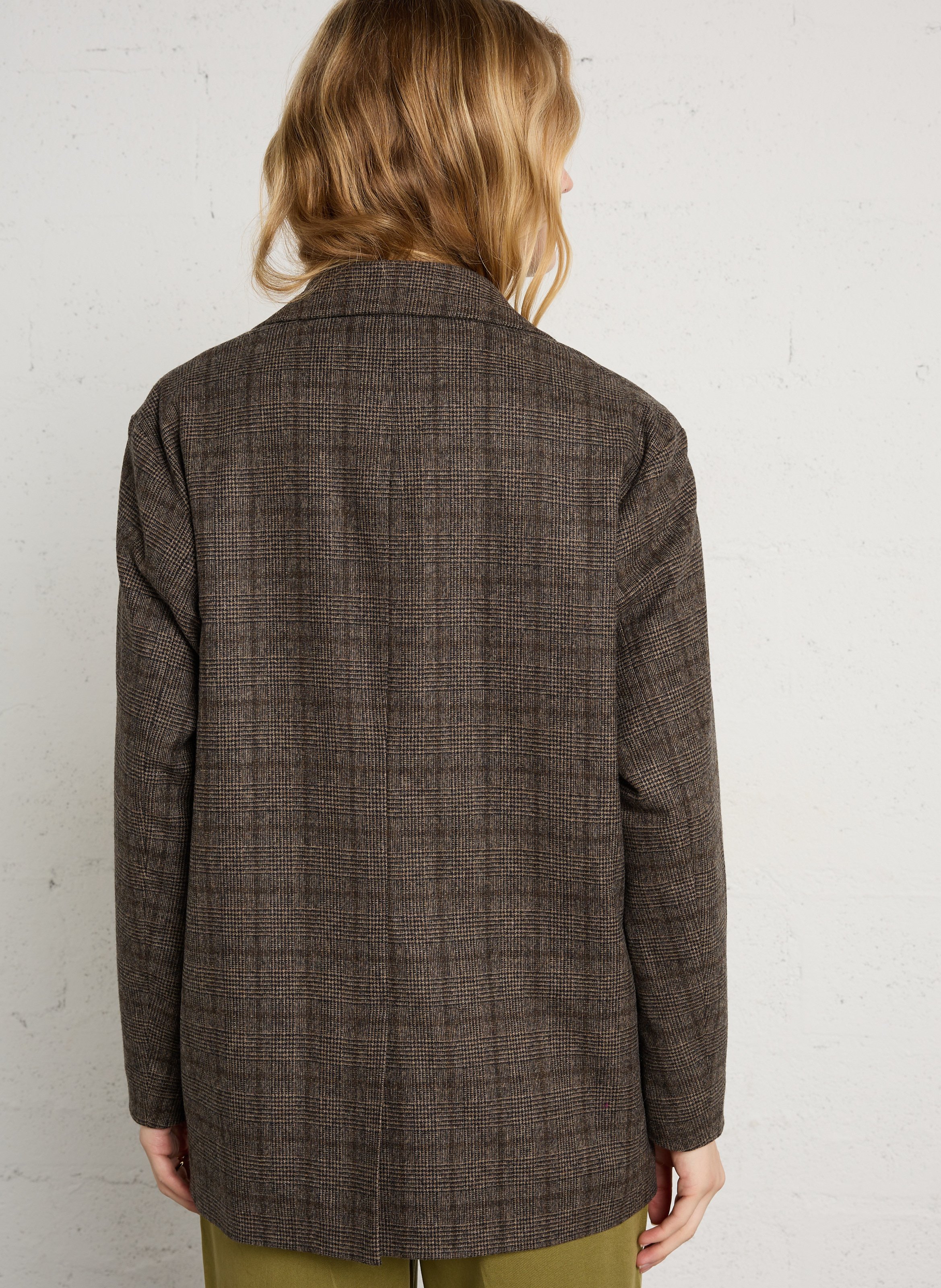 Rechtvallend jasje met print van wolmix HARTFORD Bruin