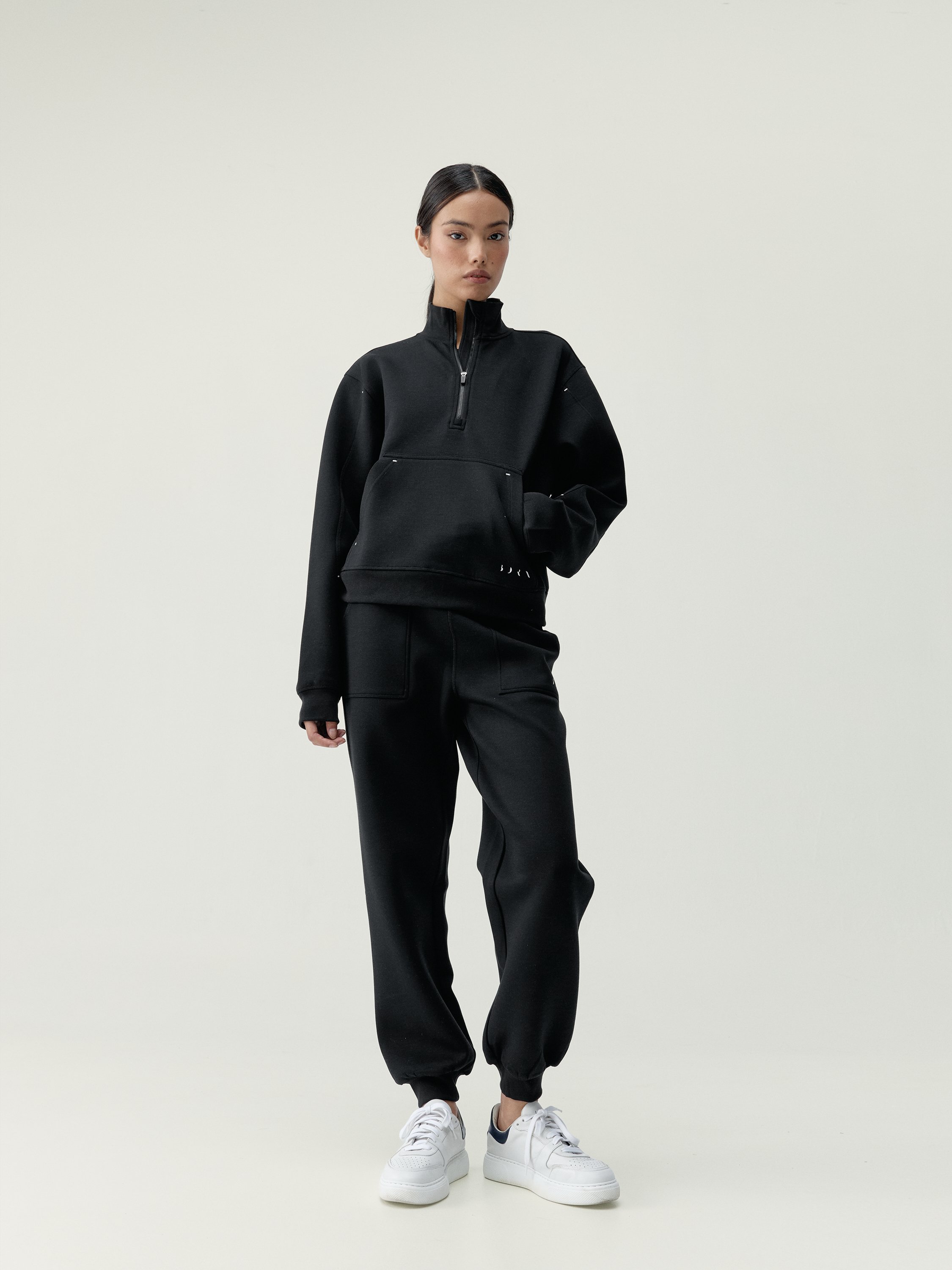 Women's BLOOM half-zip quick-drying sports sweatshirt BORN Black
