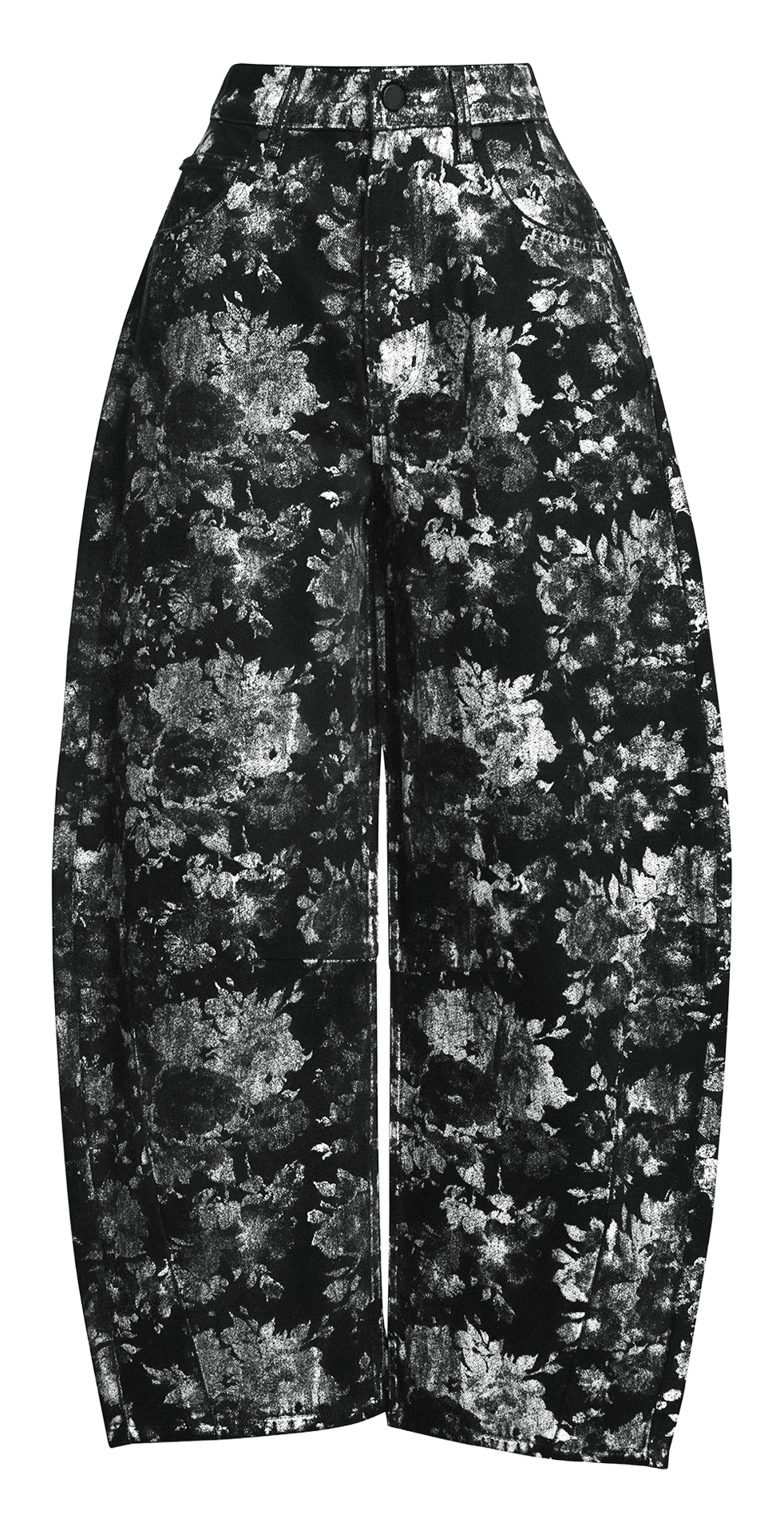 Bedruckte Barrel-Jeans mit hohem Bund ESSENTIEL ANTWERP Schwarz