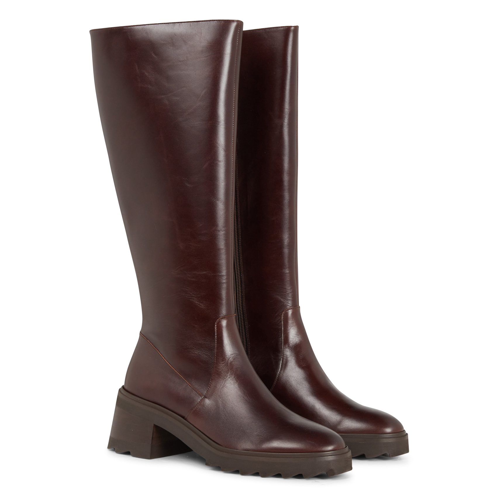 Heeled leather boots BOBBIES Brown