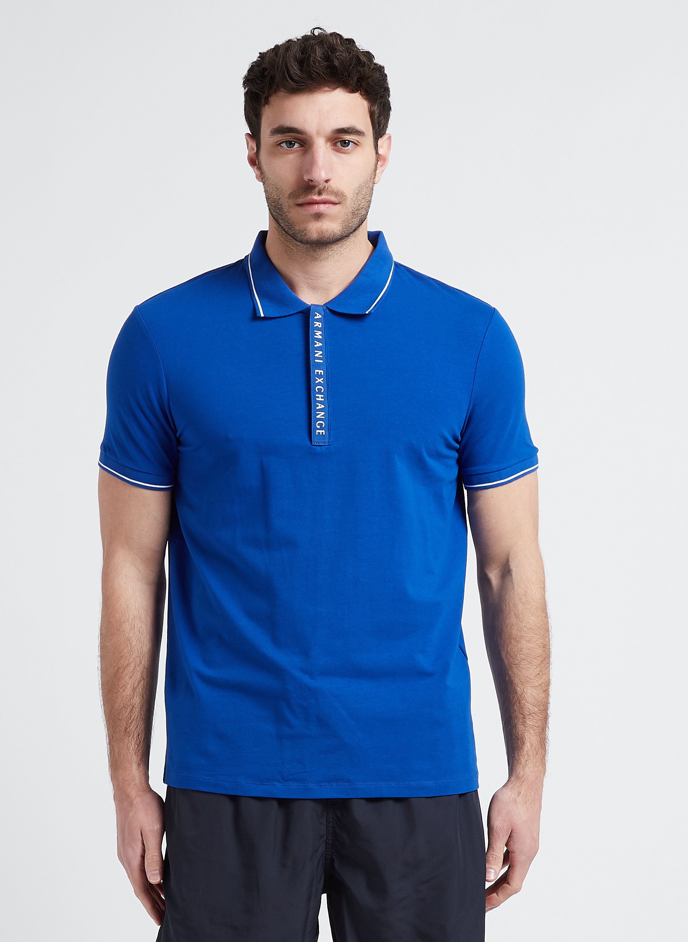 Cotton Jersey Polo Shirt Marine Armani Exchange Men Place des