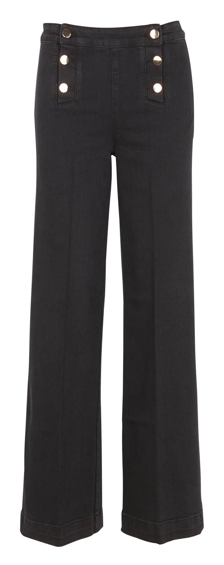 High-waisted wide-leg cotton-blend jeans MAISON 123 Black