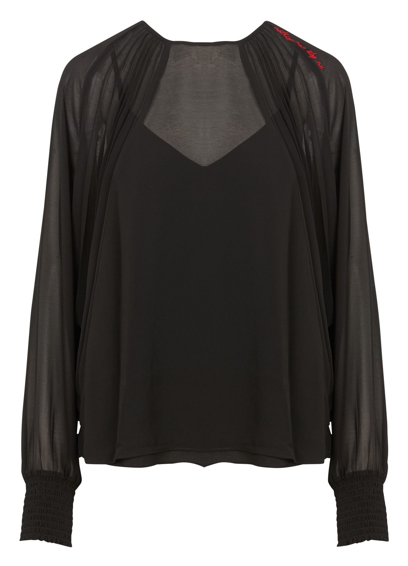 Pleated loose-fit round-neck blouse TWINSET Black