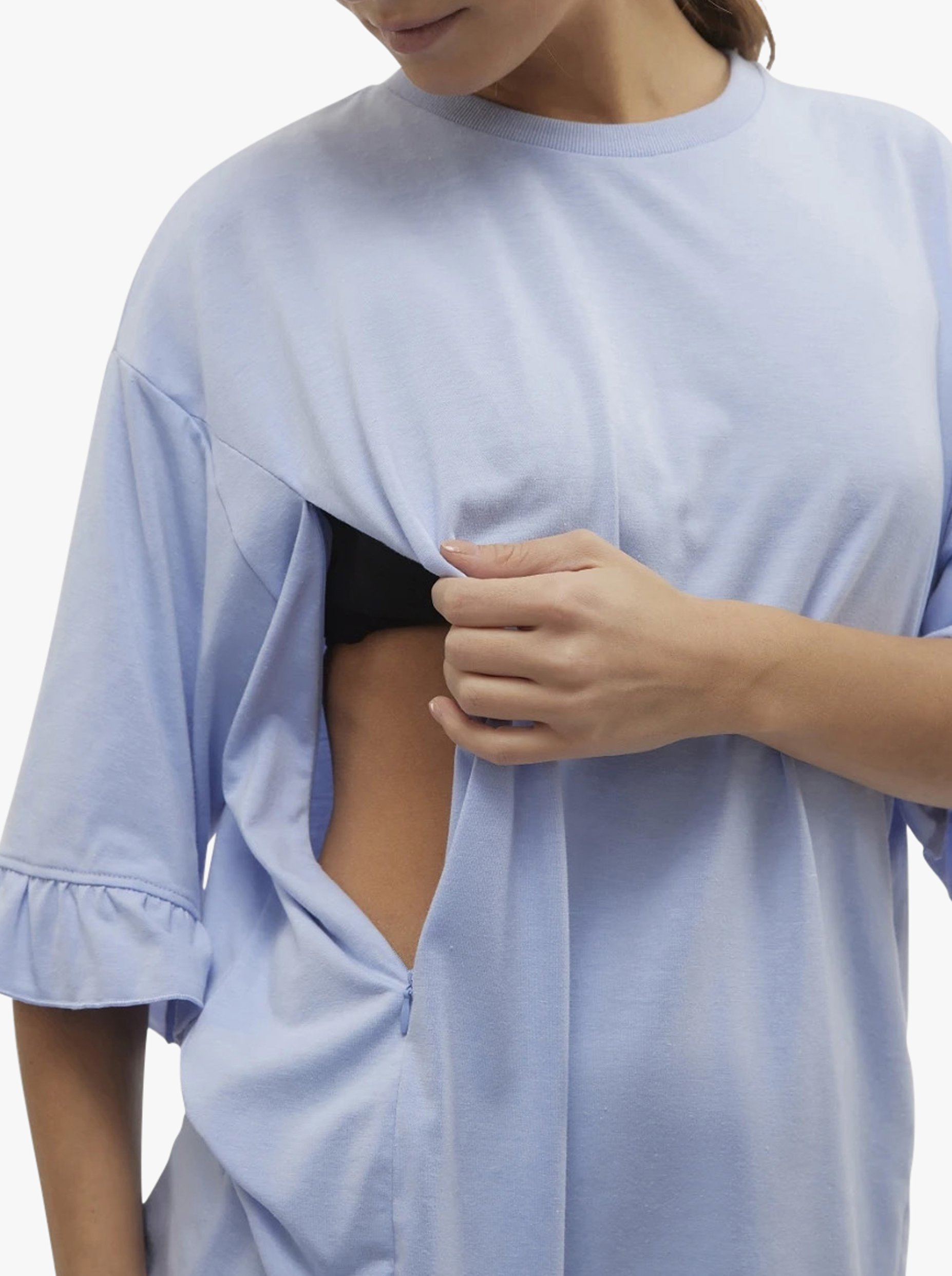 Tee-shirt droit col rond en fibres recyclées mélangées MAMALICIOUS Bleu