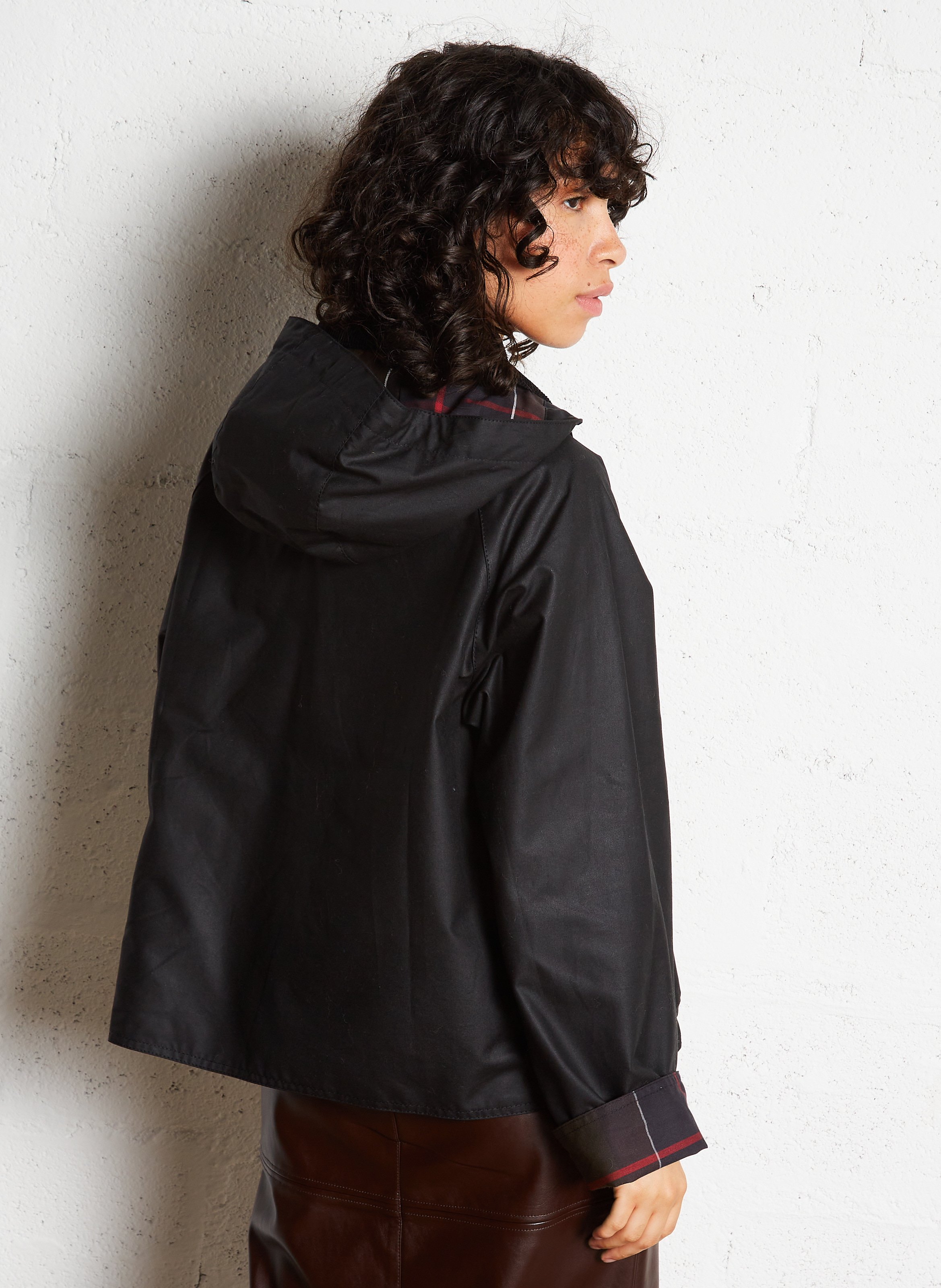 Veste ample col classique en coton BARBOUR Noir