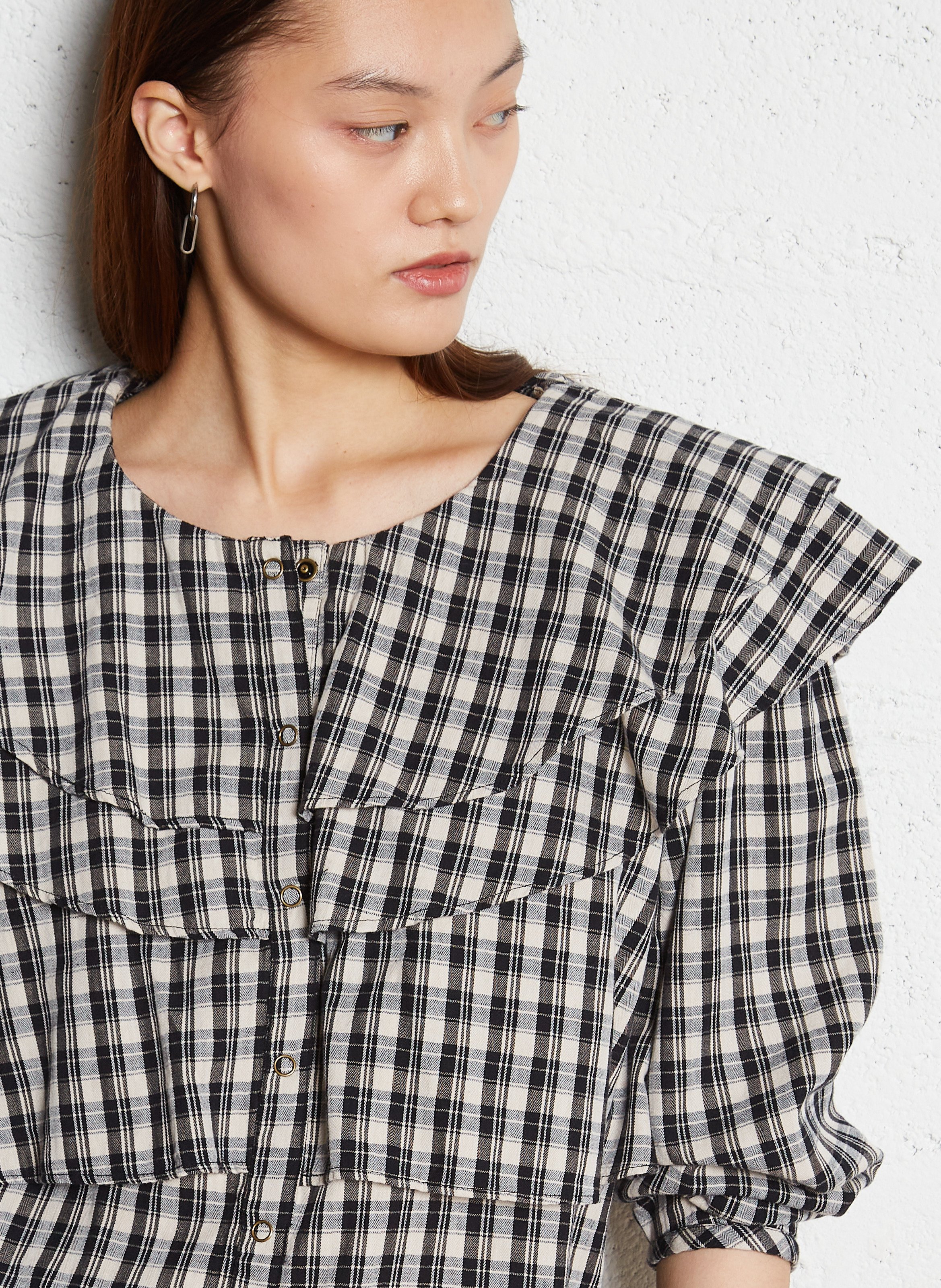 Straight round neck cotton shirt BELLEPIECE Black