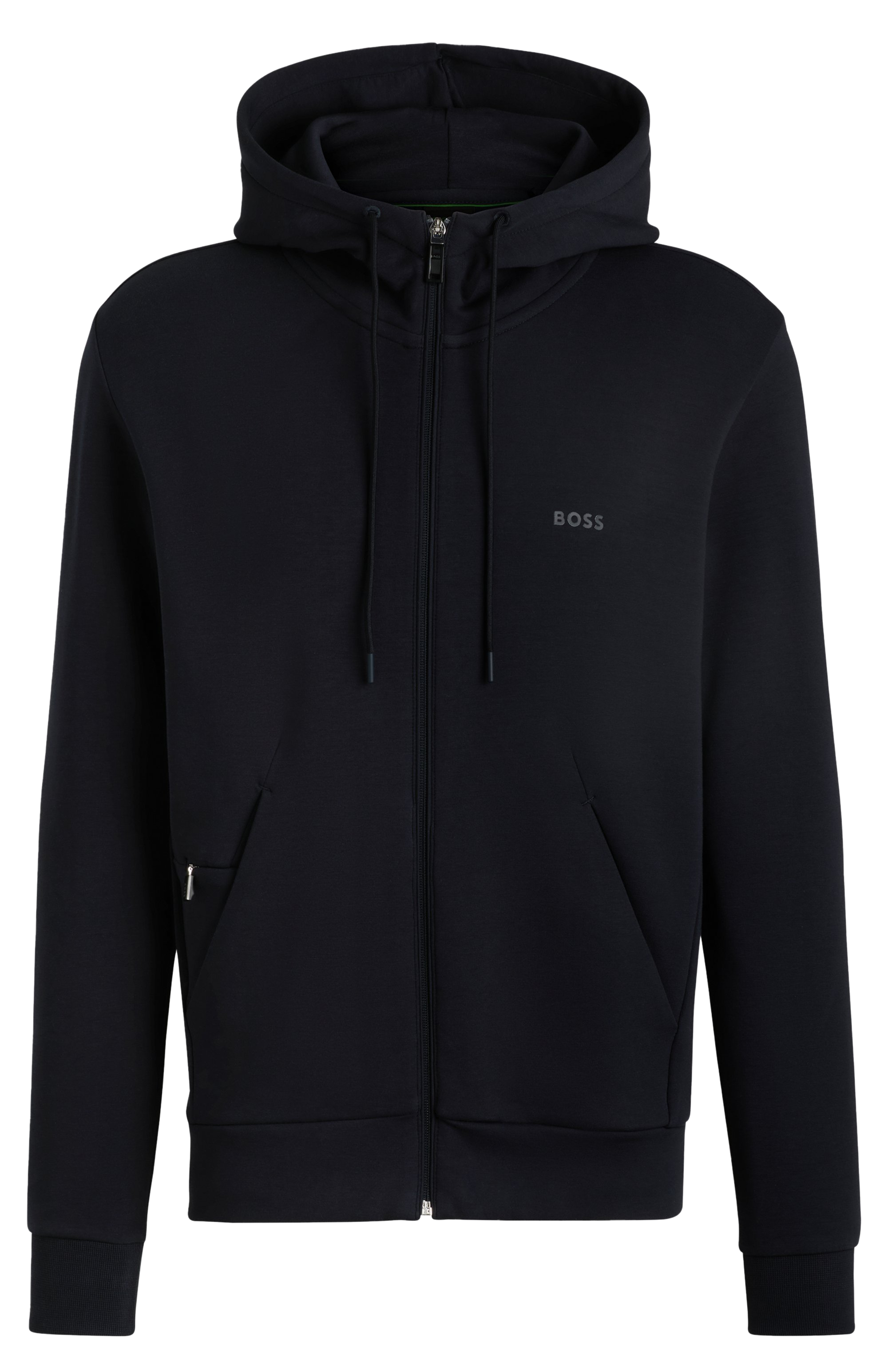 Cotton hooded sweatshirt with zip  Bleu fonce