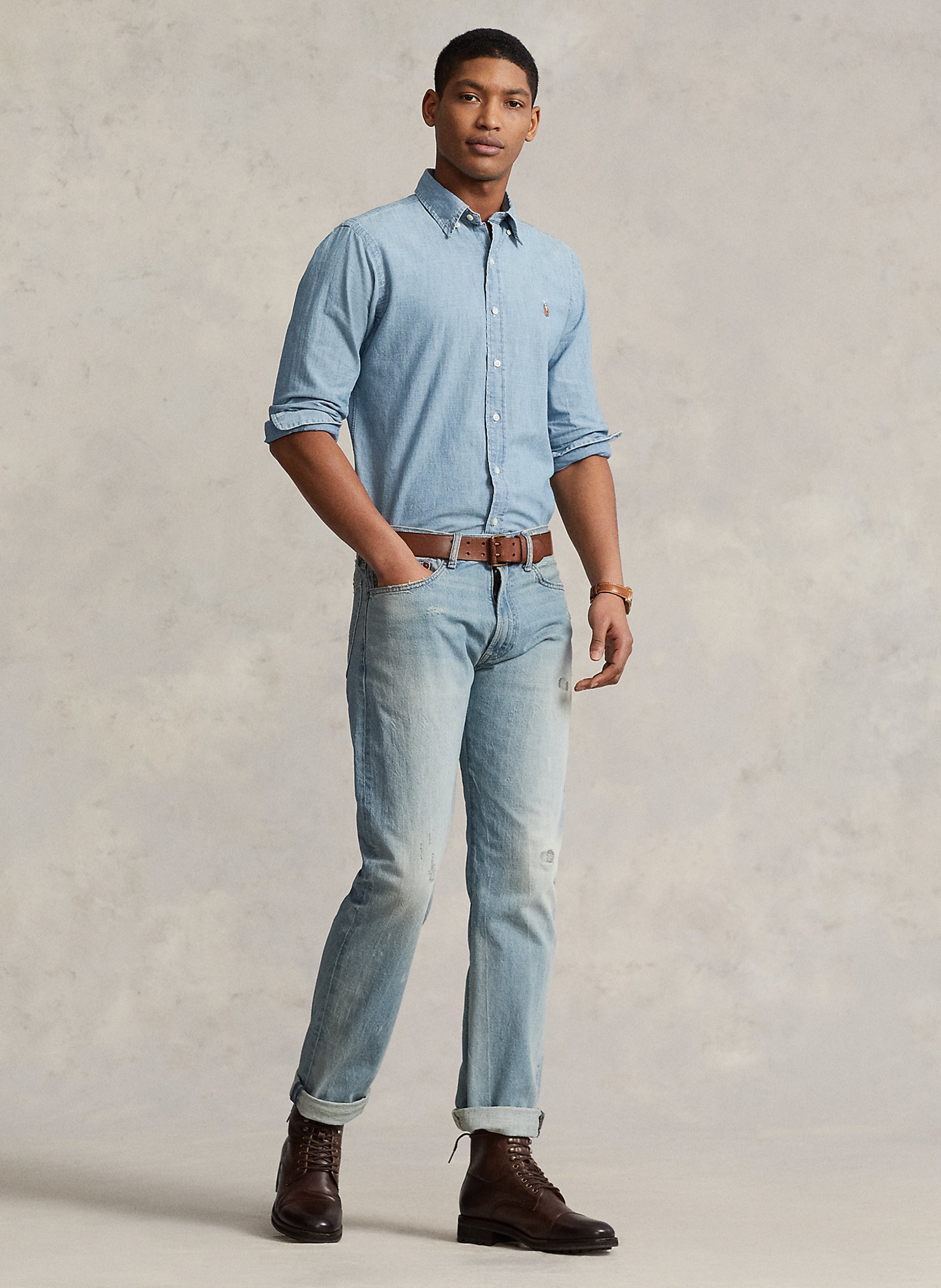 Baumwollhemd mit Button-down-Kragen, Regular Fit POLO RALPH LAUREN Blau