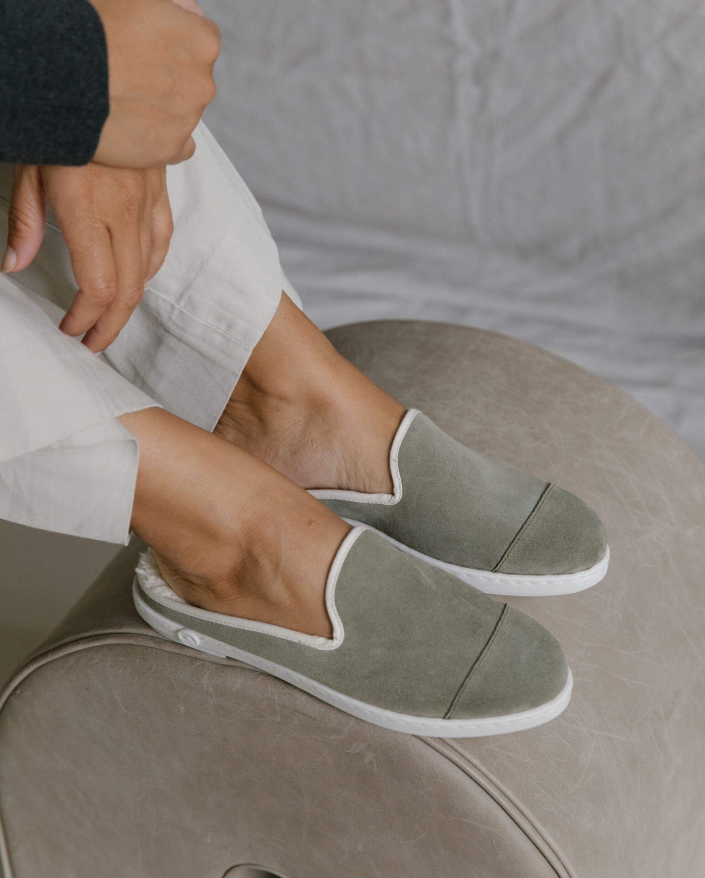 Women's leather mule, light khaki ANGARDE Khaki