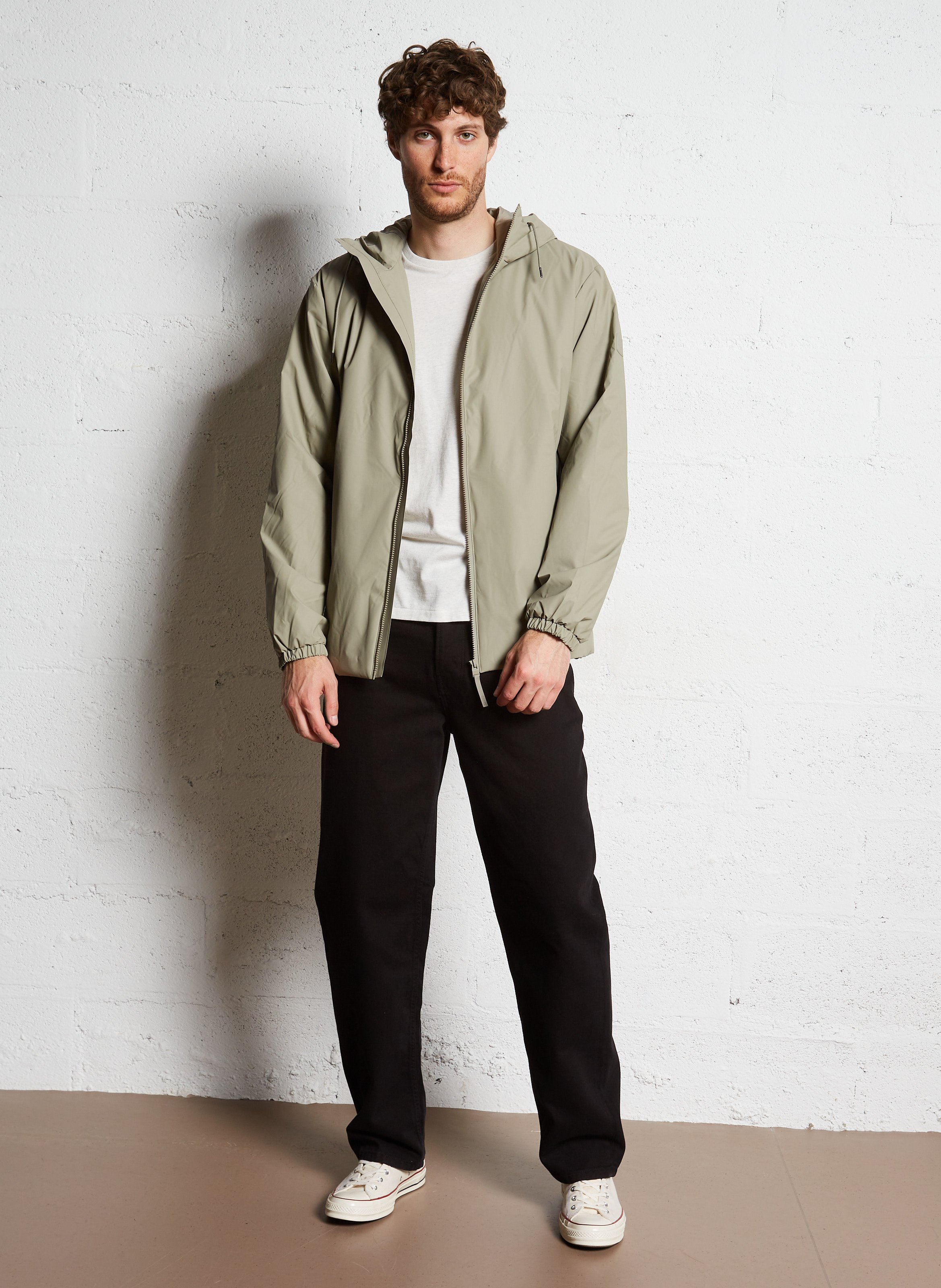 Imperméable droit col montant à capuche RAINS Vert