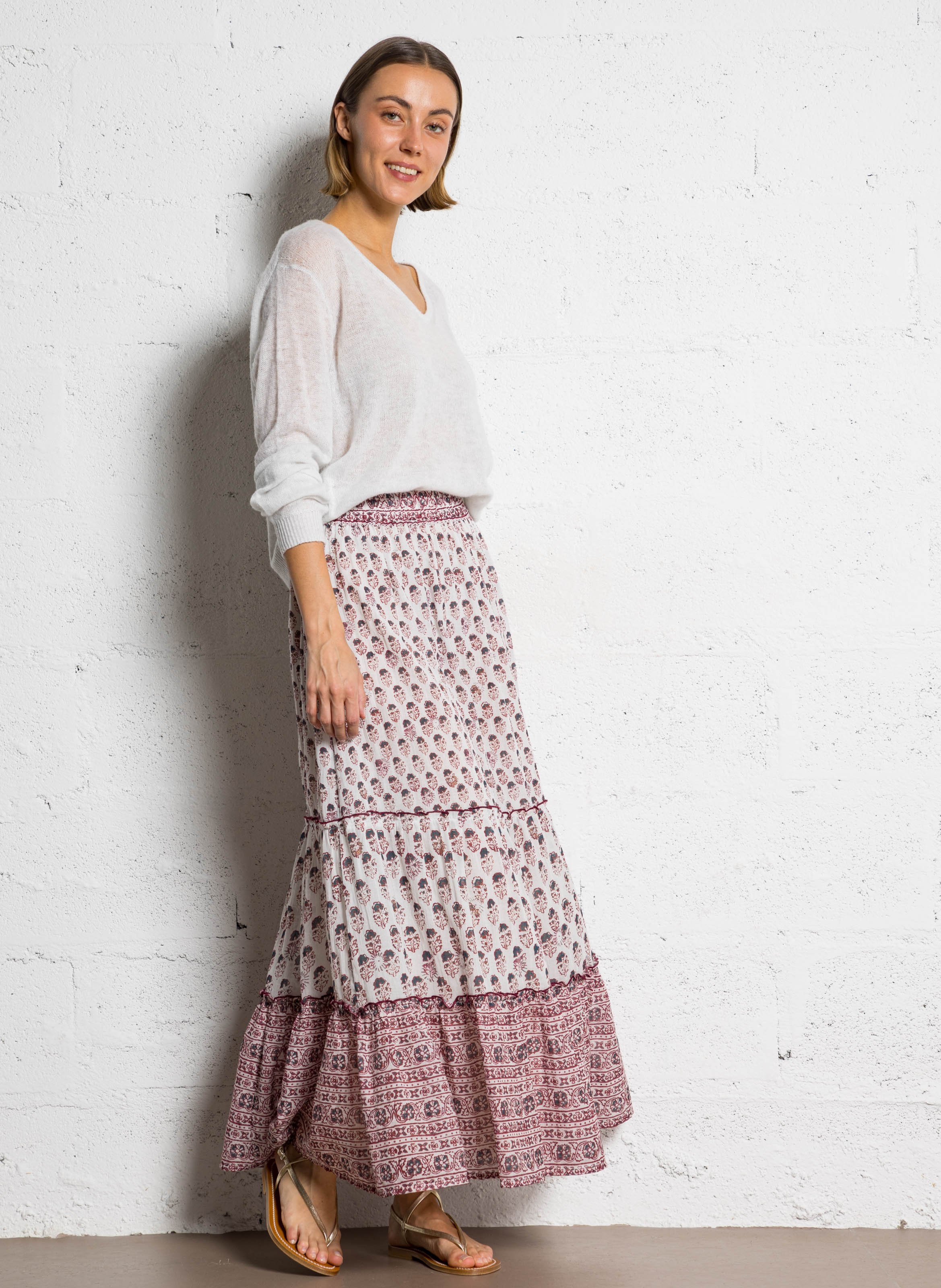 Pull court col v en laine mélangé AMERICAN VINTAGE Gris