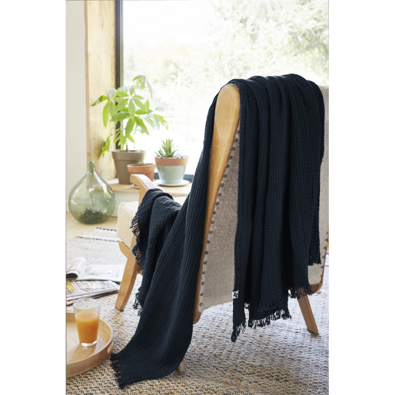 Pure cotton plaid L'EFFET PAPILLON Blue