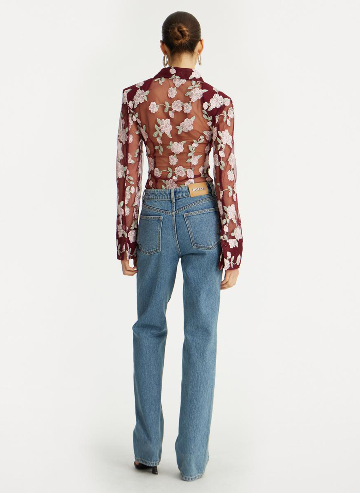 Chemise col classique brodée ROTATE Brown