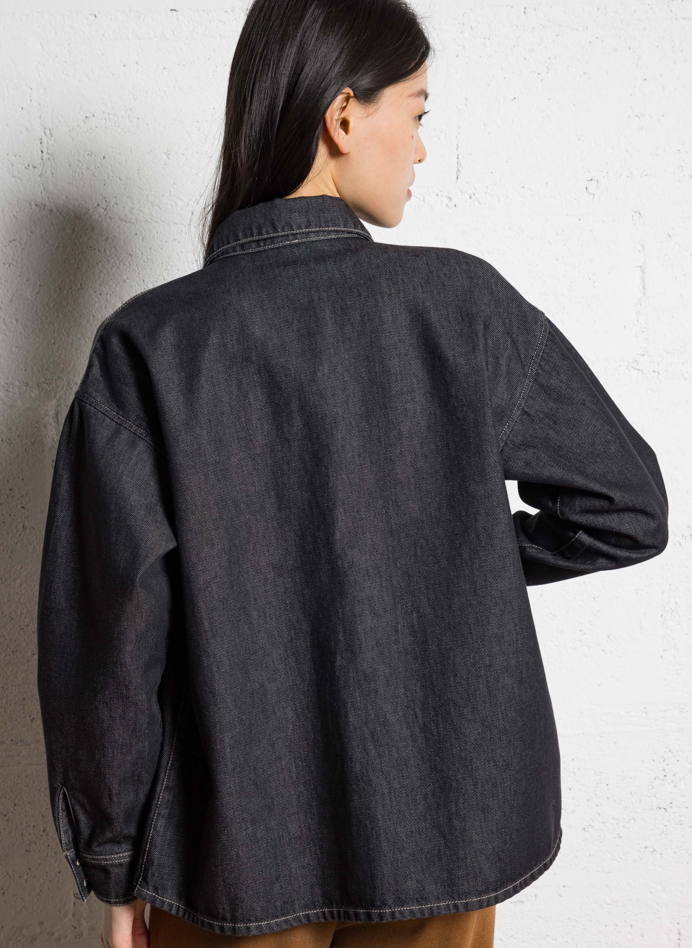 Chemise en jean broderie monogramme I CODE Noir