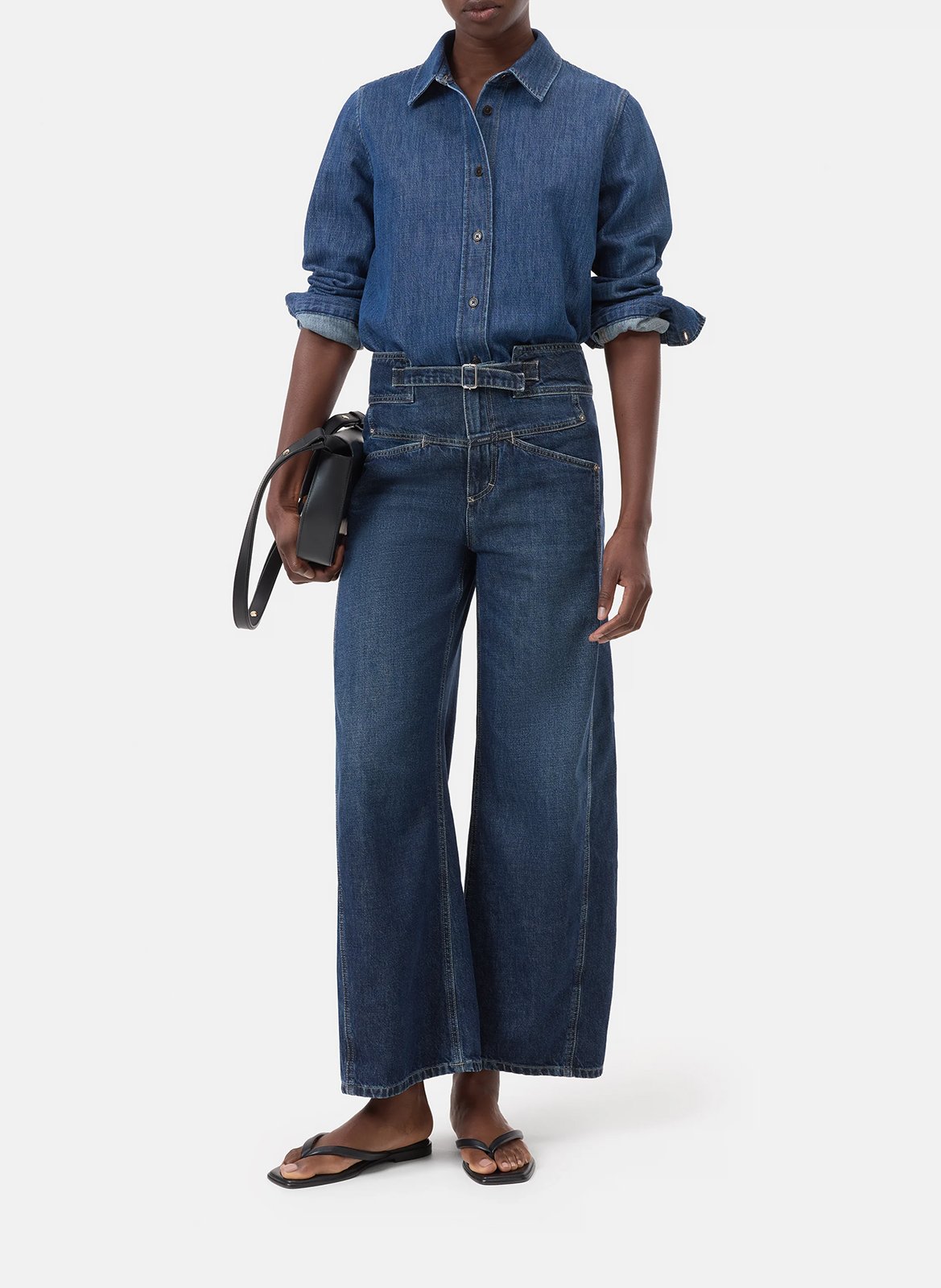 Straight cotton-blend pants CLOSED Blue