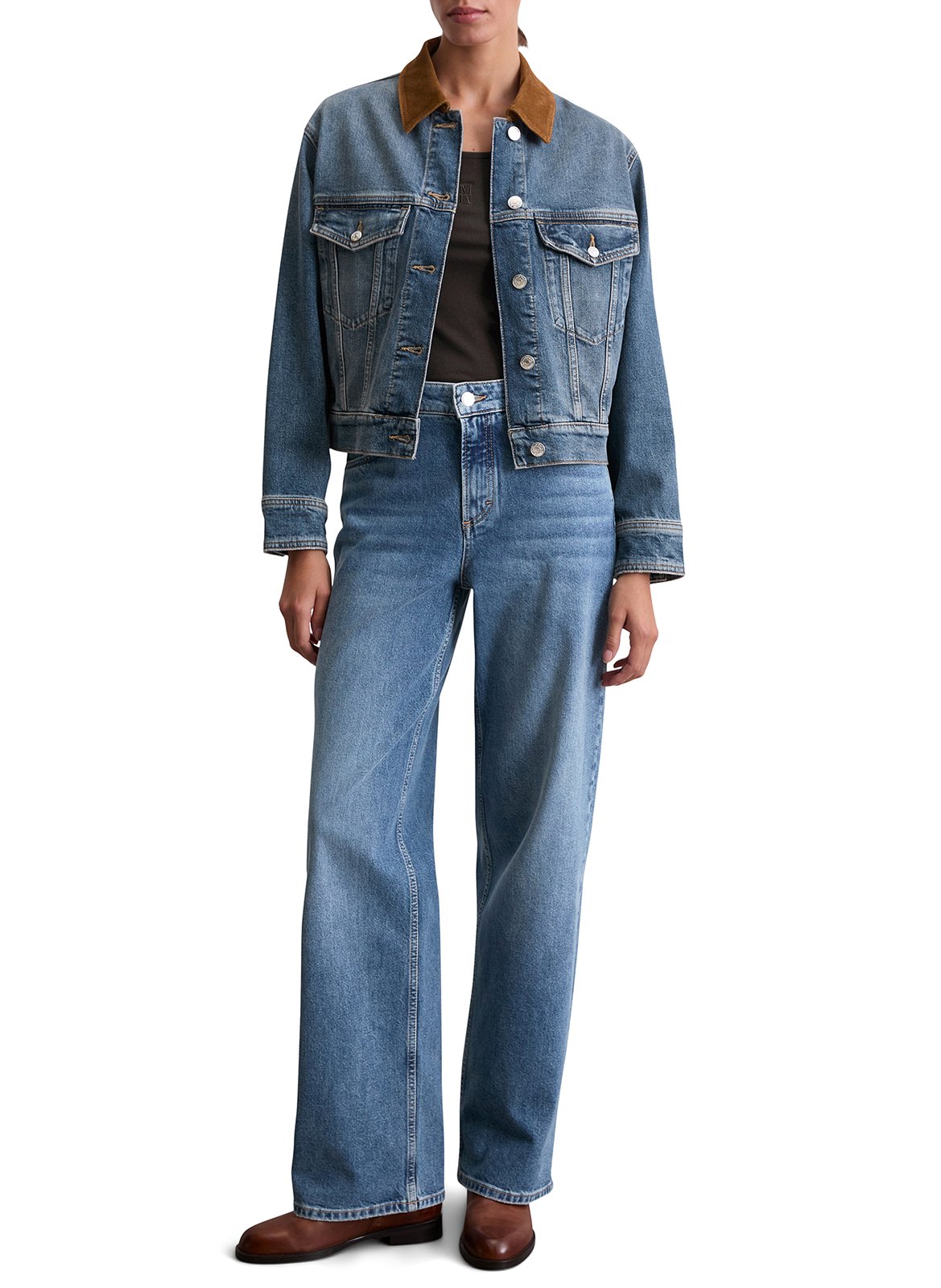 Veste courte en denim à col côtelé MARC O&#039;POLO Bleu