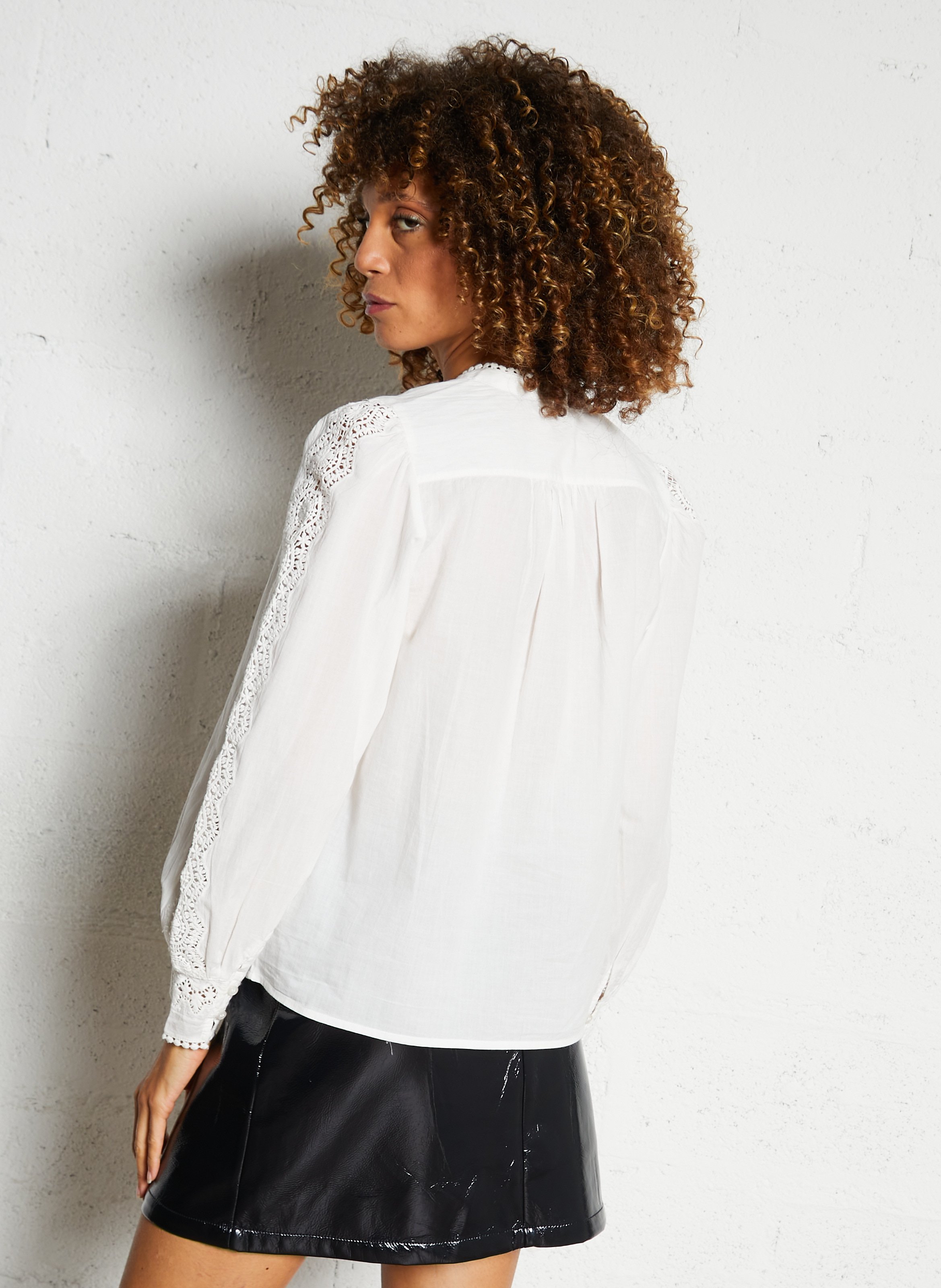 Loose-fit cotton shirt with mandarin collar PETITE MENDIGOTE Beige