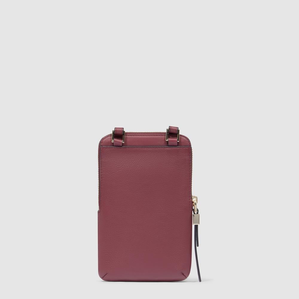 Leather phone crossbody pouch with credit card holder and RFID protection PIQUADRO Red