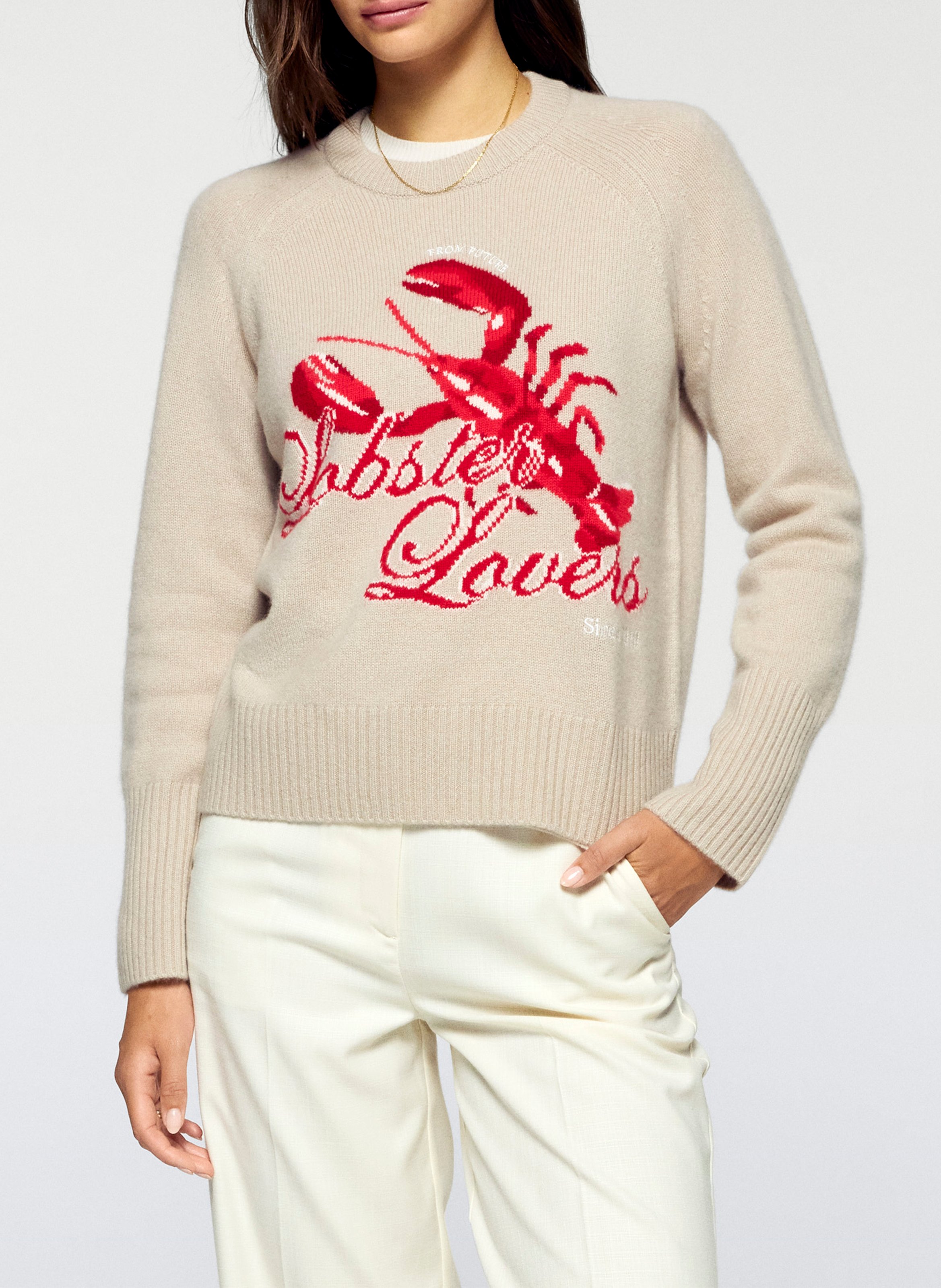 Straight fit cashmere patterned sweater FROM FUTURE Beige