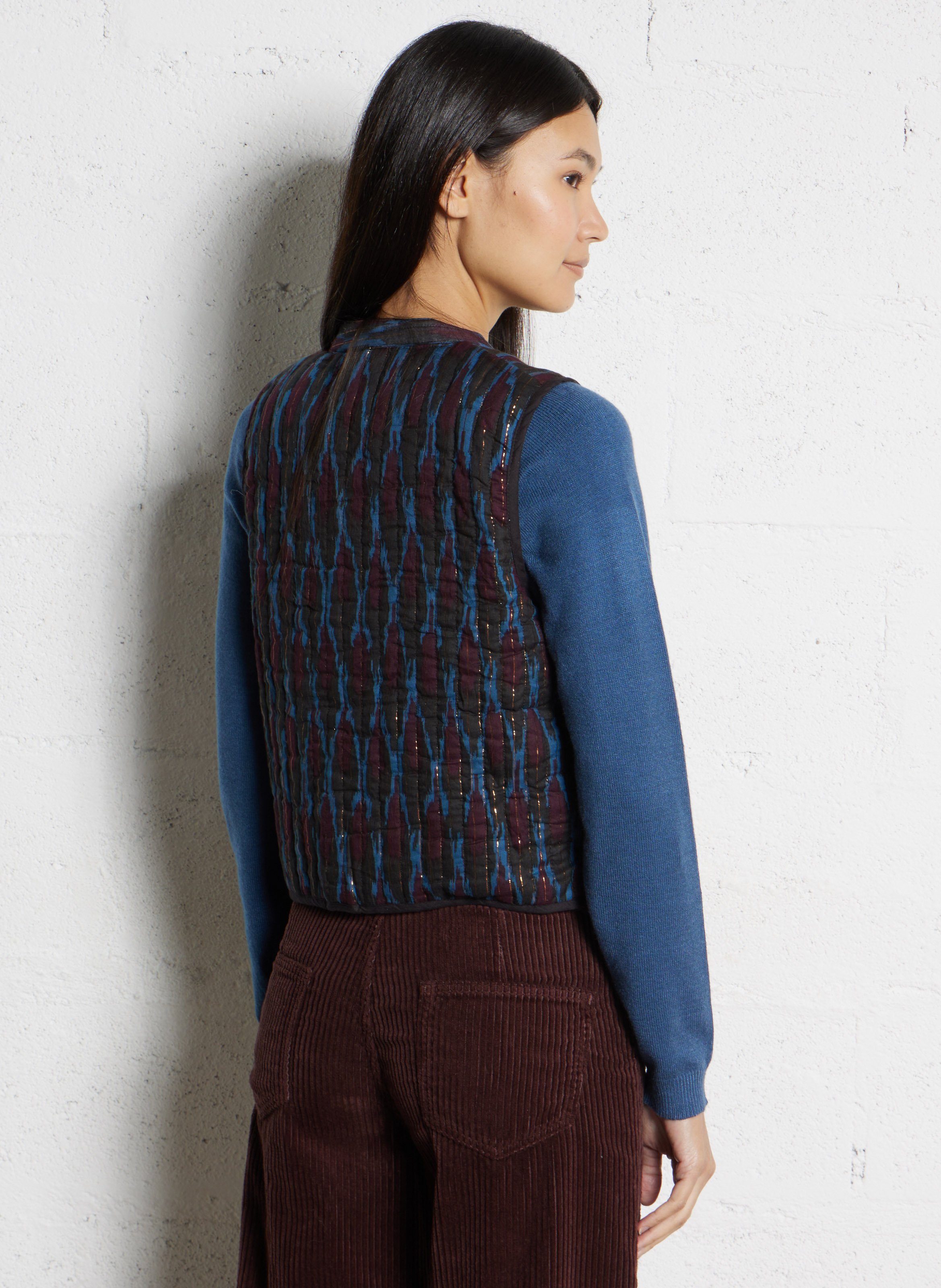 Veste courte sans manches à motifs MAISON HOTEL Bleu