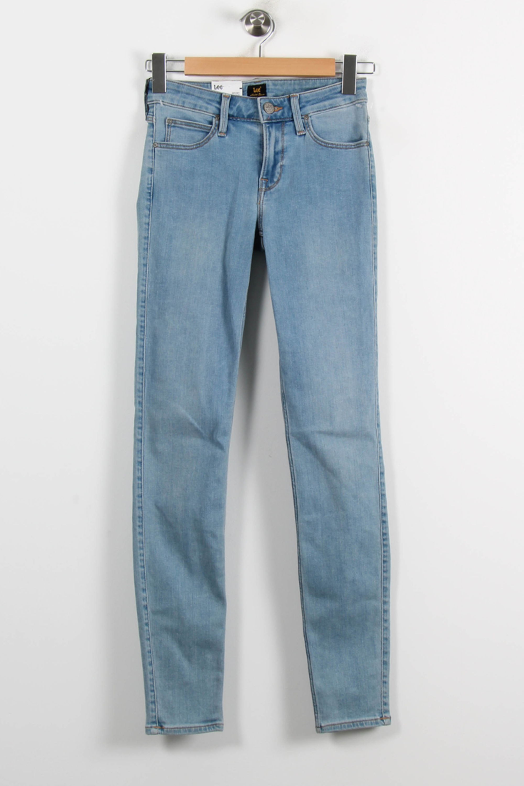 Cropped slim jeans with studs LEE - Seconde Main Blue