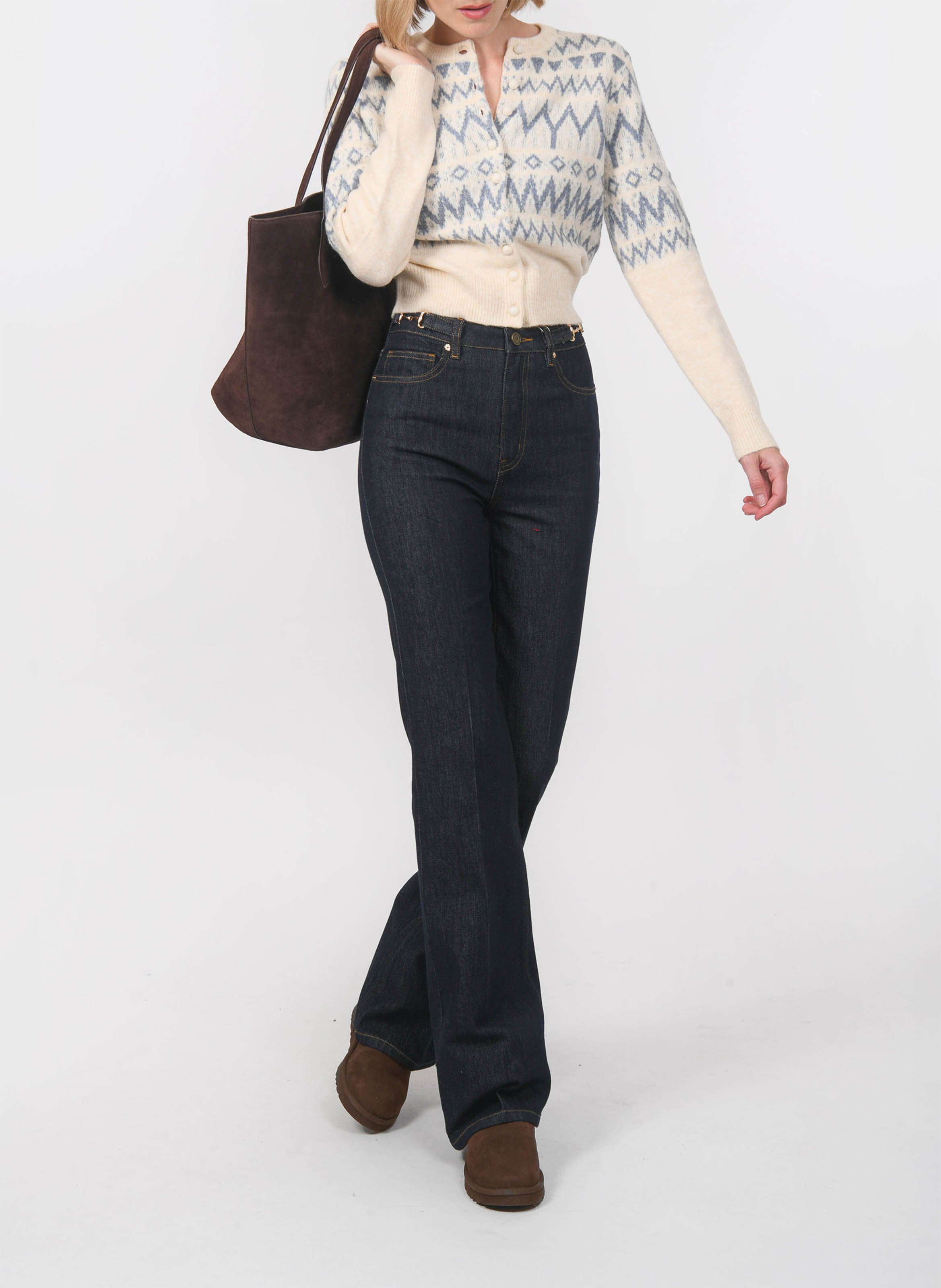 Gilet jacquard col rond KOOKAI Blanc