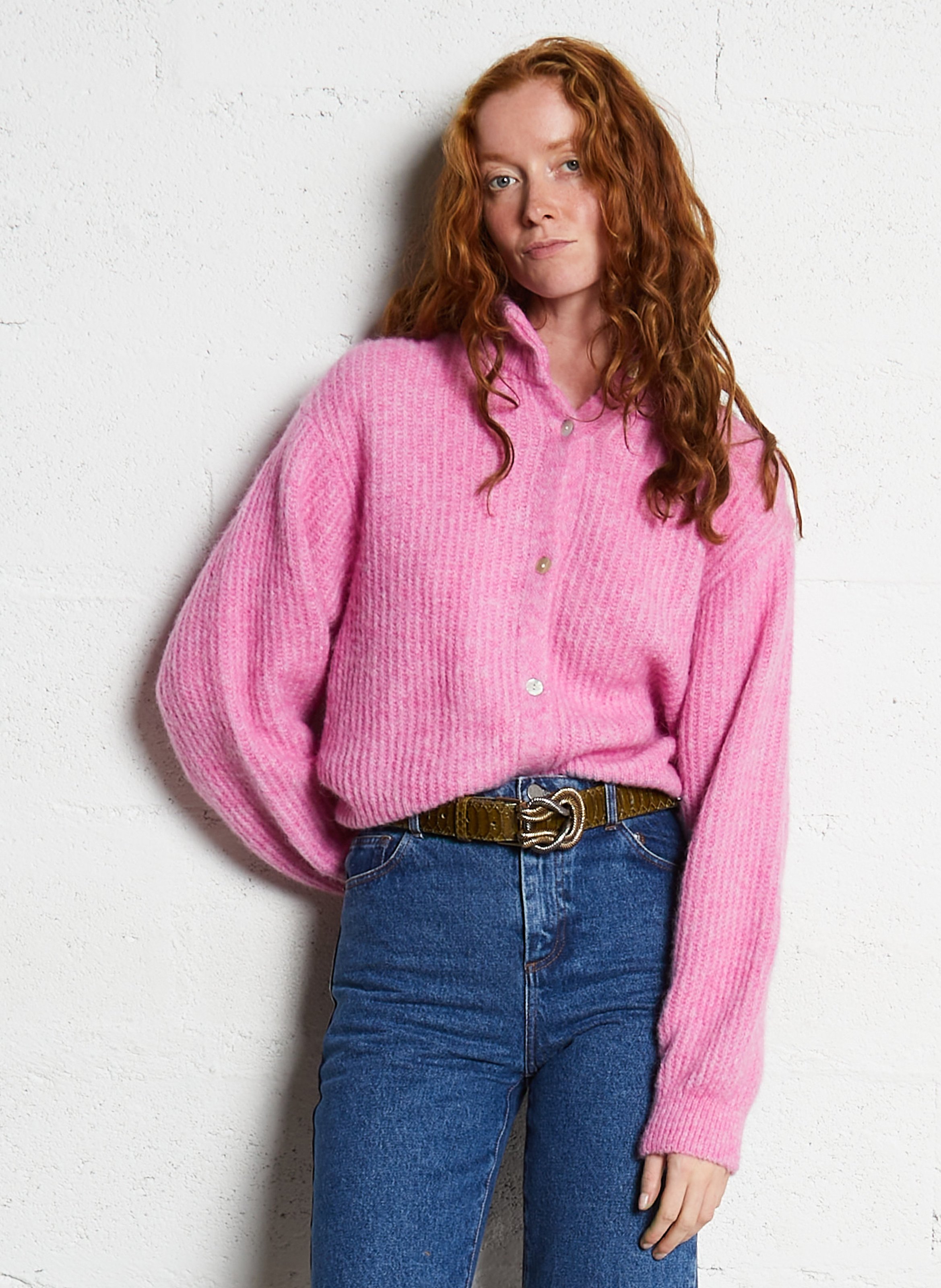 Ceinture en cuir mélangé CLARIS VIROT Kaki