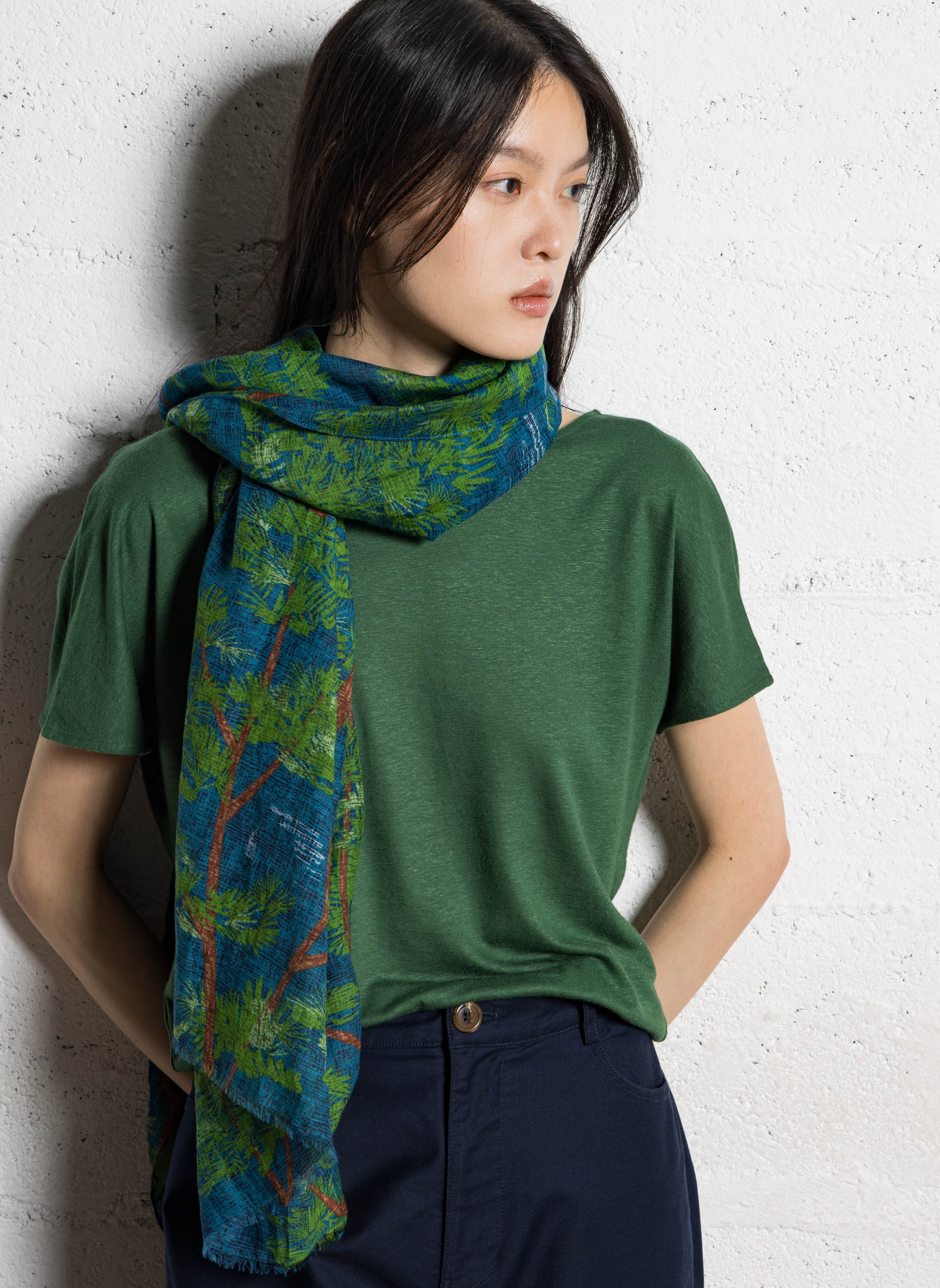 Cotton-blend floaty scarf NICE THINGS Blue