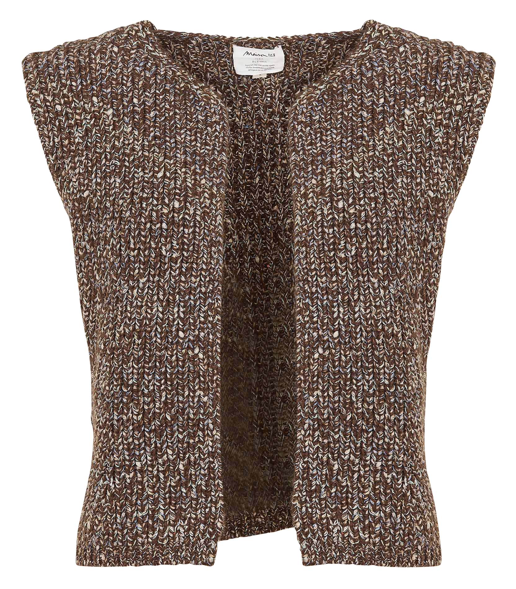 Straight knitted cardigan MAISON 123 Brown