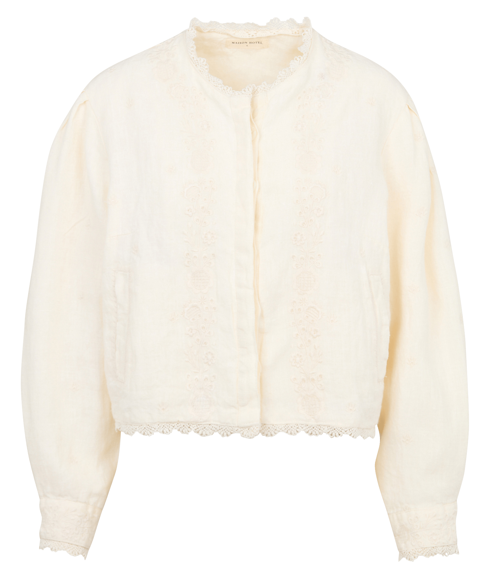 Rechte jas met knoopsluiting en borduurwerk MAISON HOTEL Beige