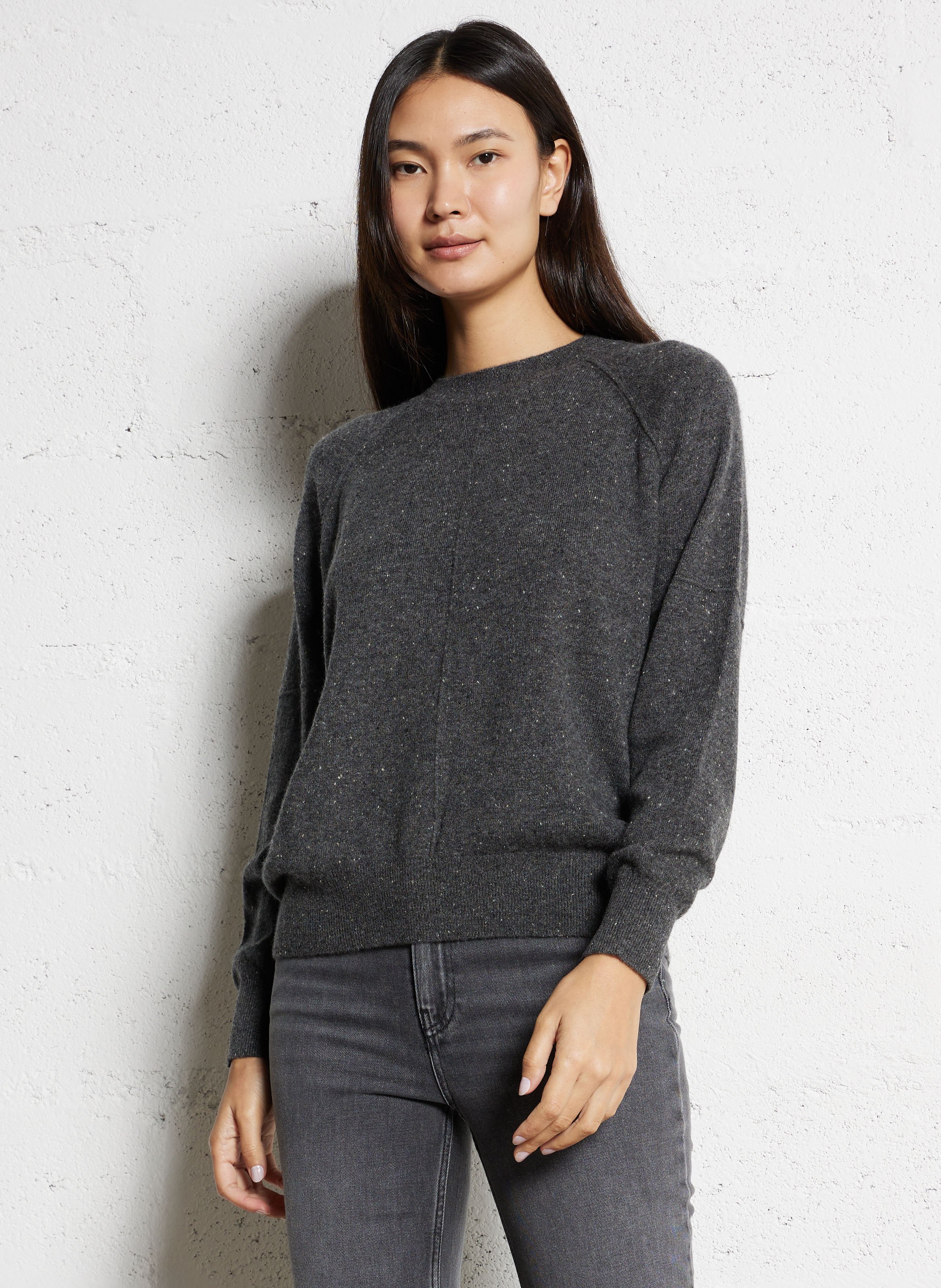 Pull col rond moucheté en cachemire MAISON 123