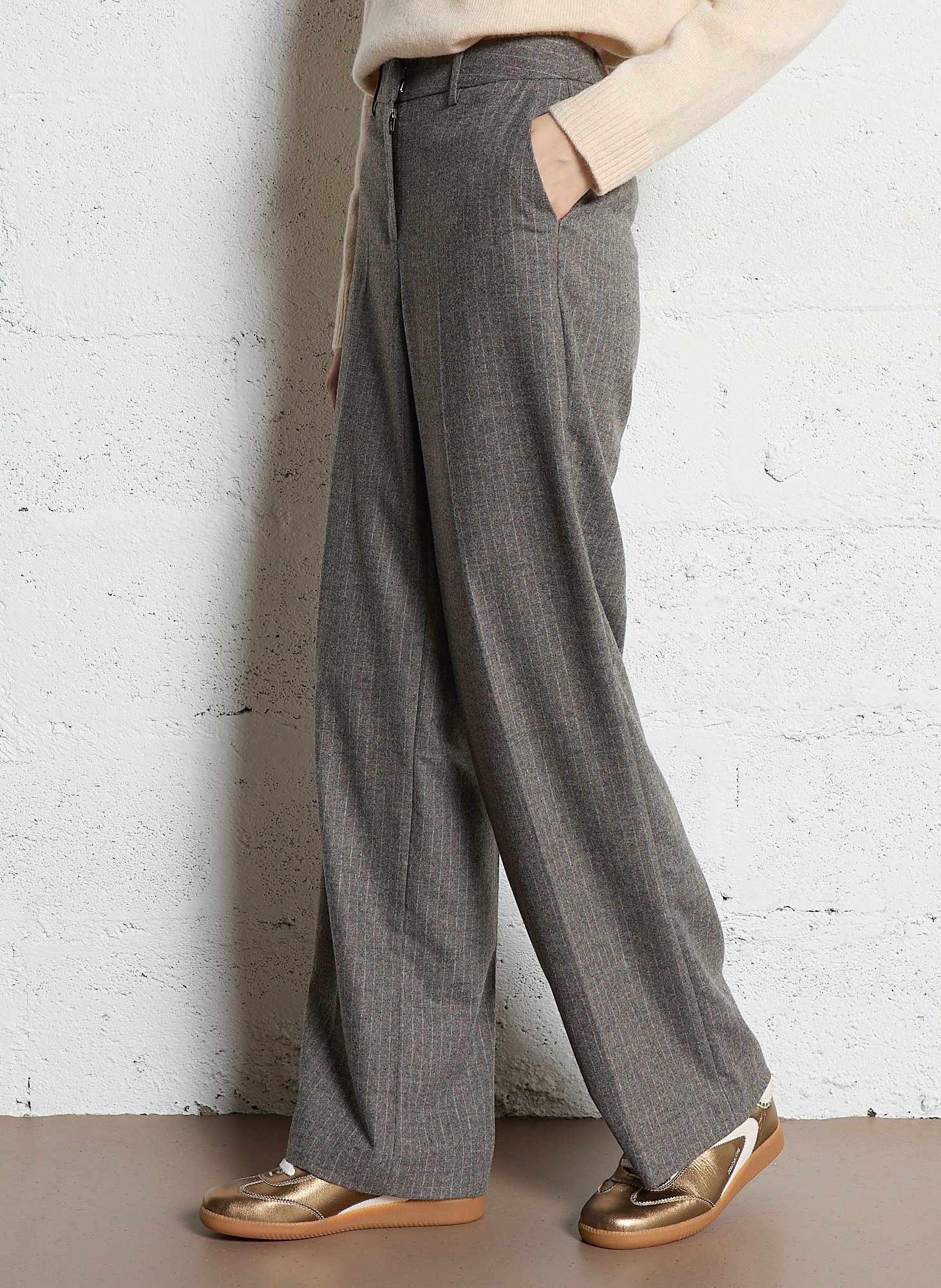 Pantalon large en laine mélangée MAISON 123