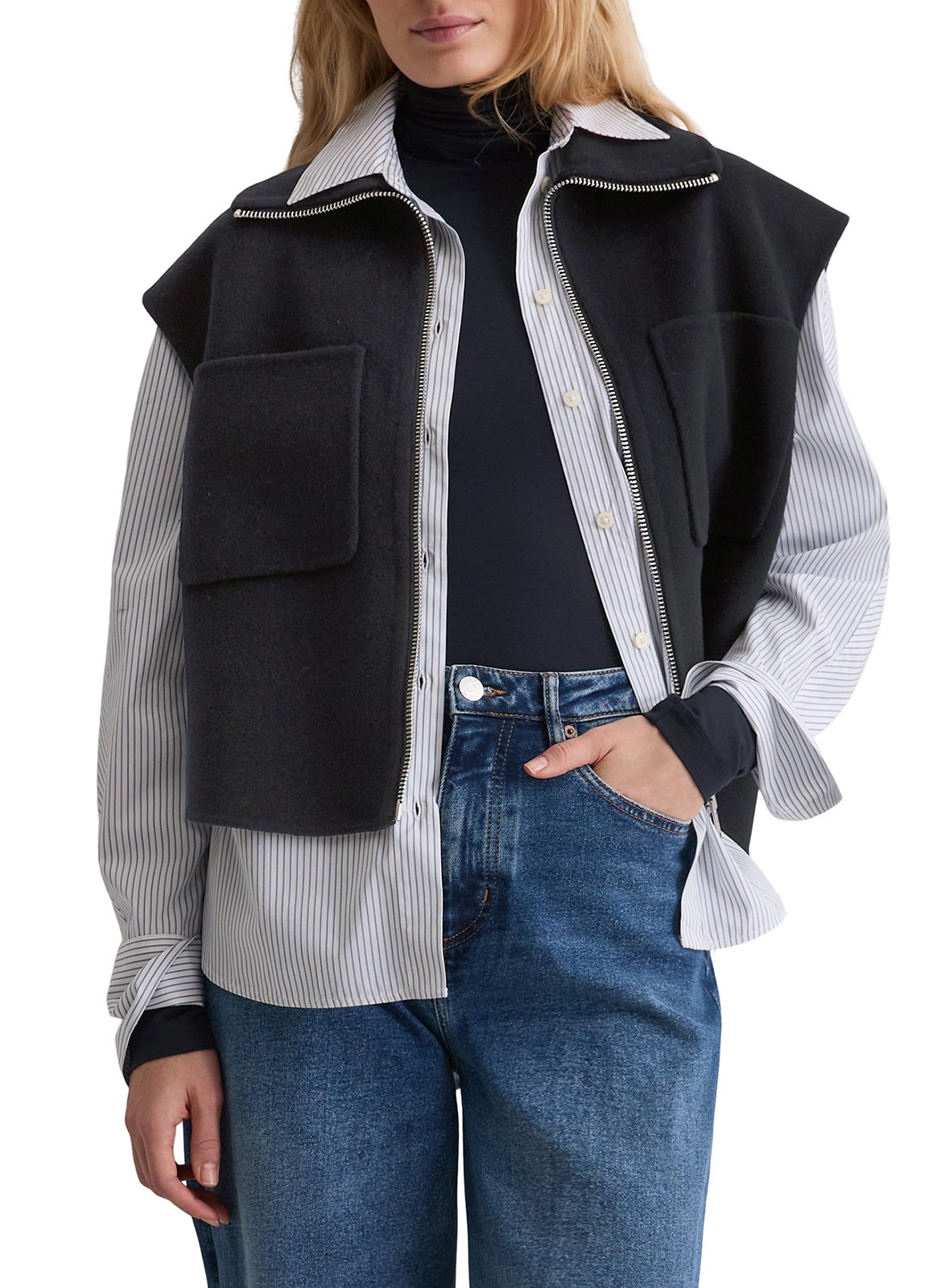 Veste droite col classique en laine mélangée MARC O&#039;POLO Bleu