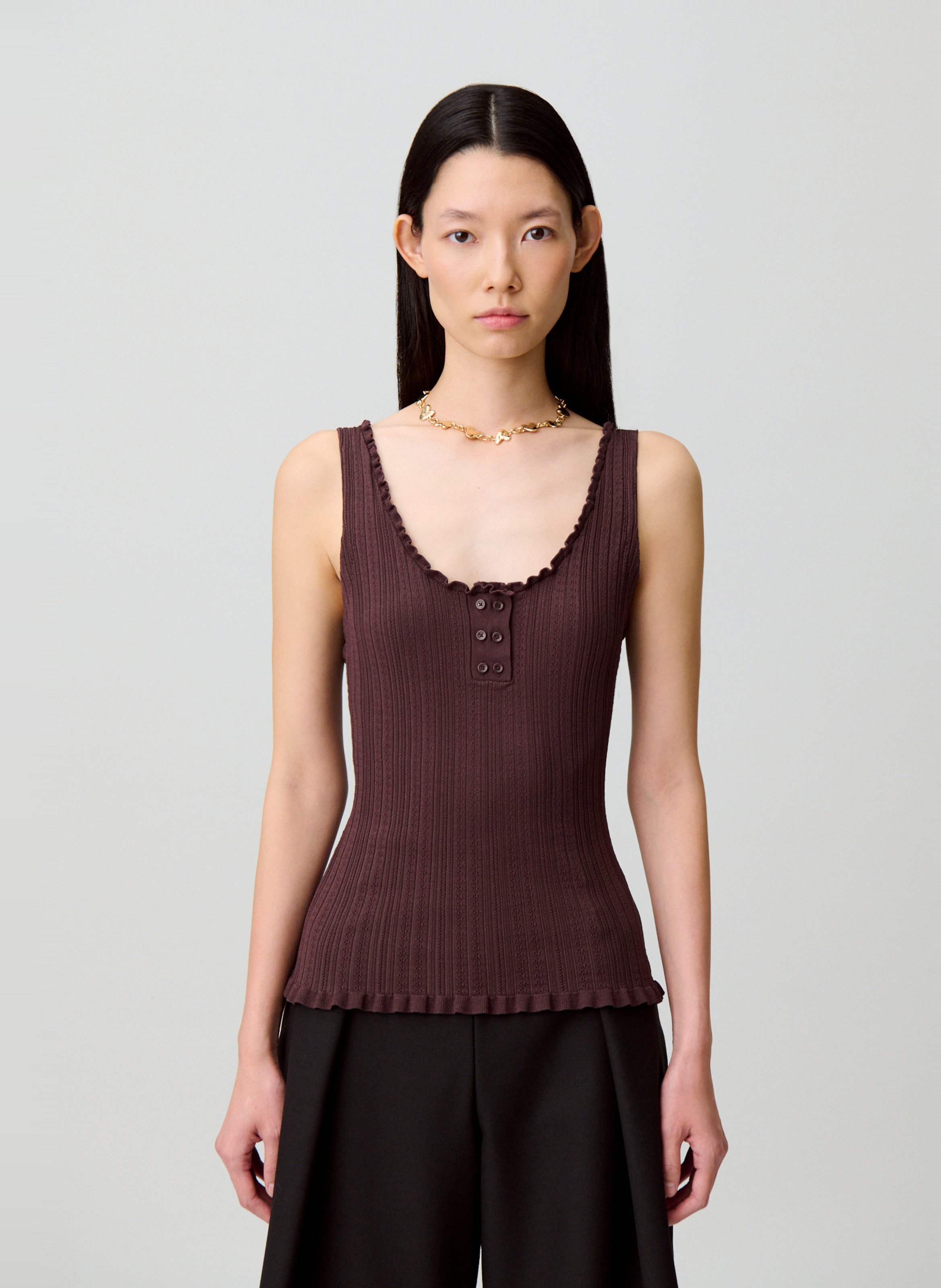 Malilen U-neck sleeveless top CLAUDIE PIERLOT Brown