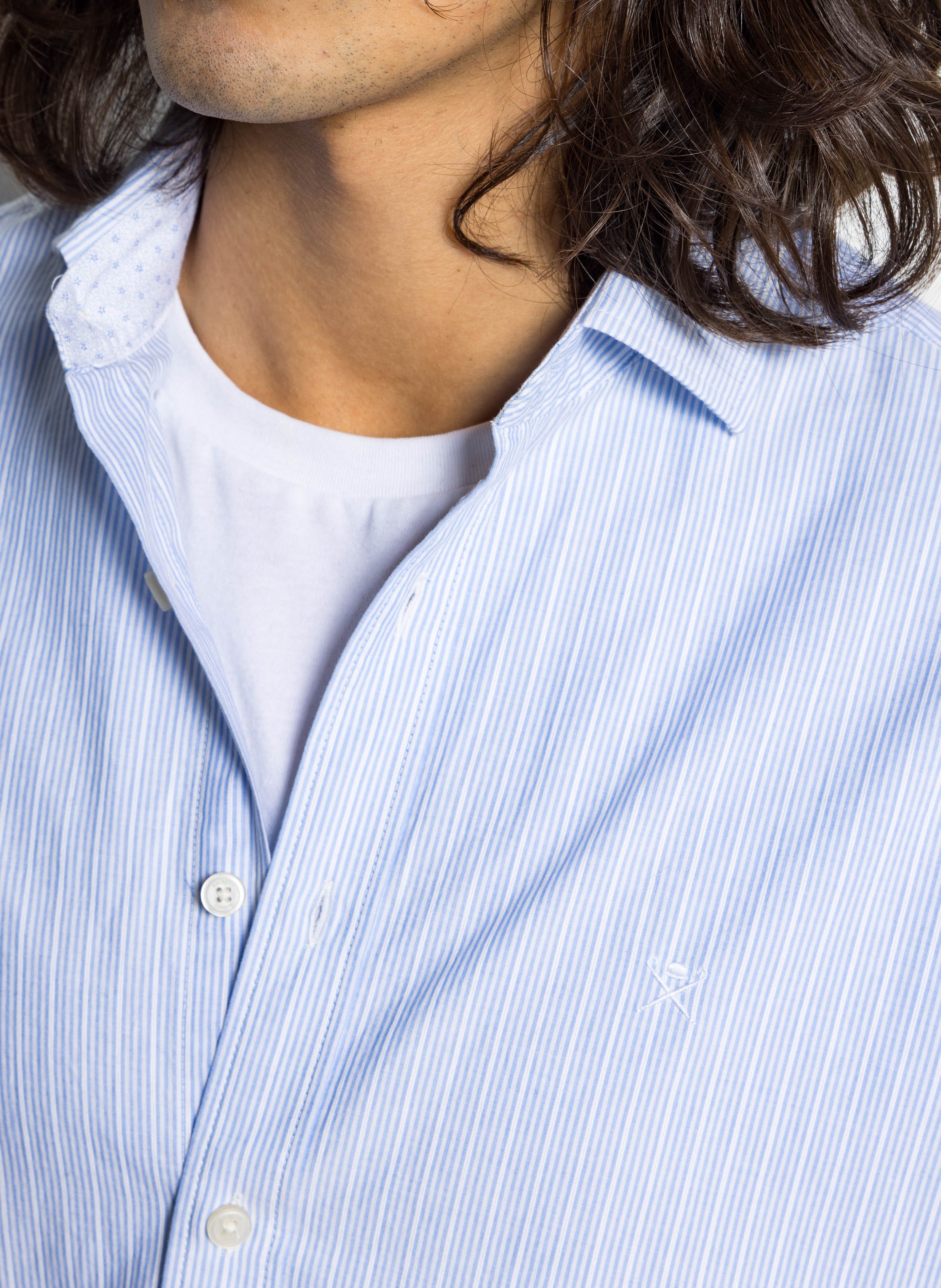 Camicia a righe con colletto a camicia HACKETT Blu