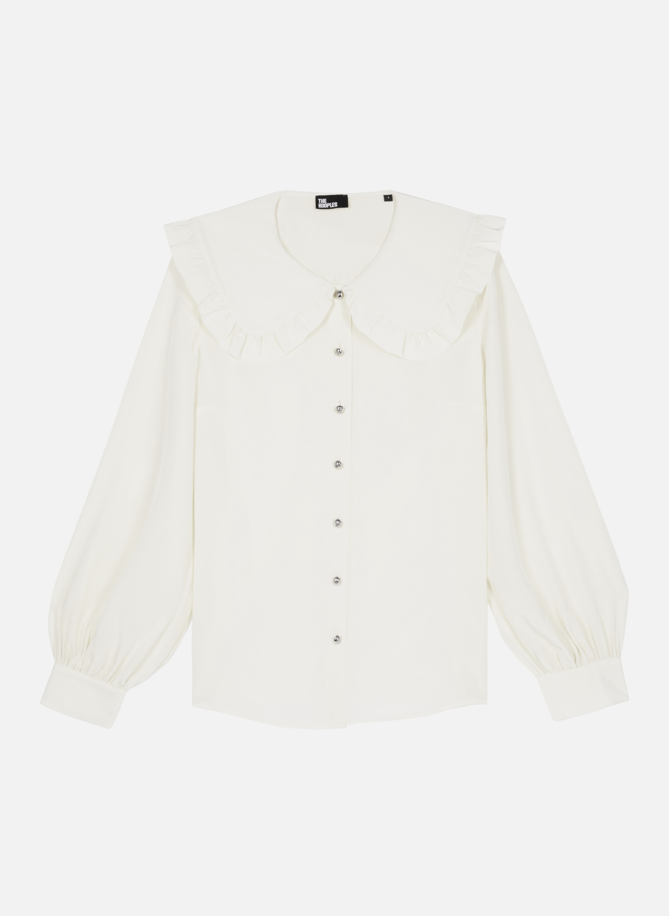 Printed silk satin classic-collar shirt THE KOOPLES Beige