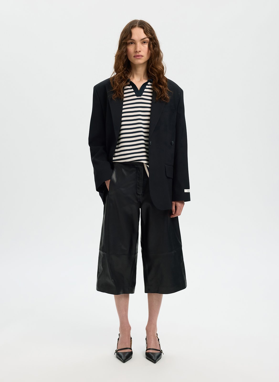 Bermudashorts aus Leder SELECTED Schwarz