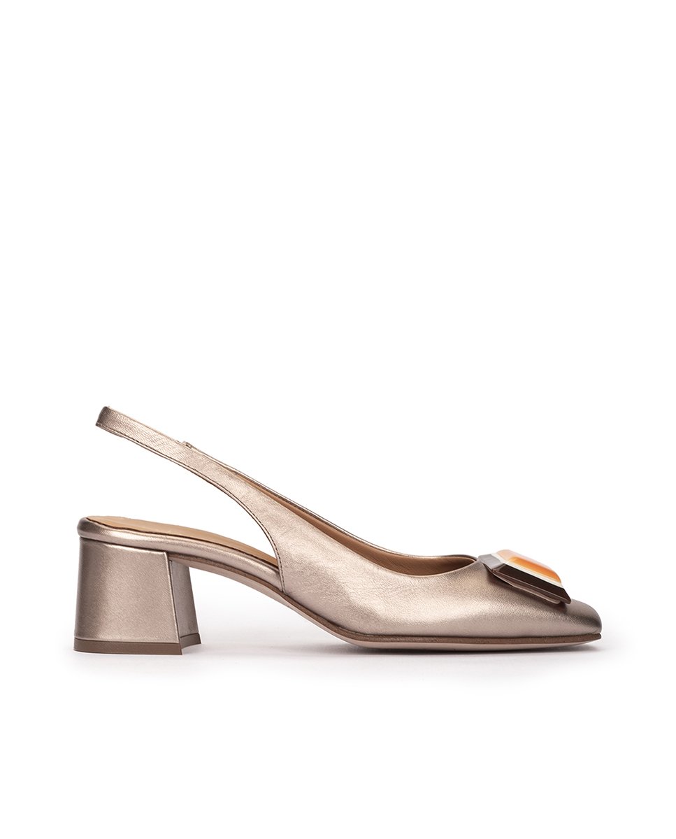 <p>High-heeled peep-toe shoes in smoked metallic leather.</p> PEDRO MIRALLES Golden