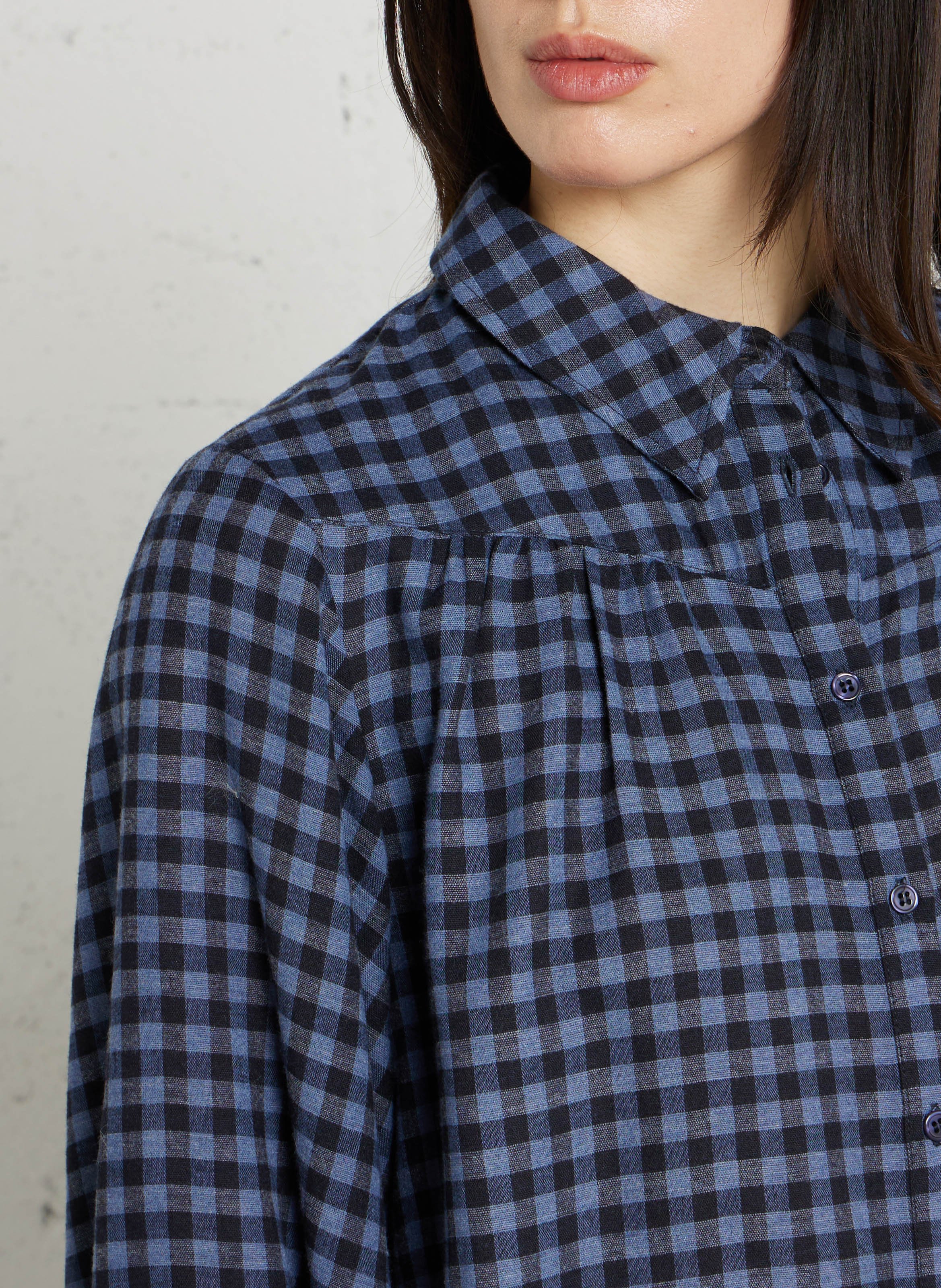 Oversized classic collar checked shirt MAISON 123 Blue
