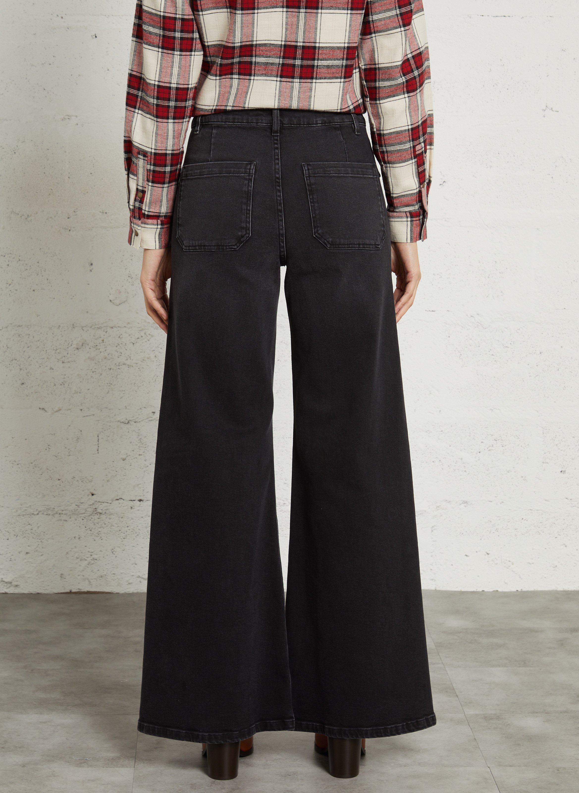 Hohe Taille Wide Leg Jeans mit Taschen MAISON 123 Schwarz