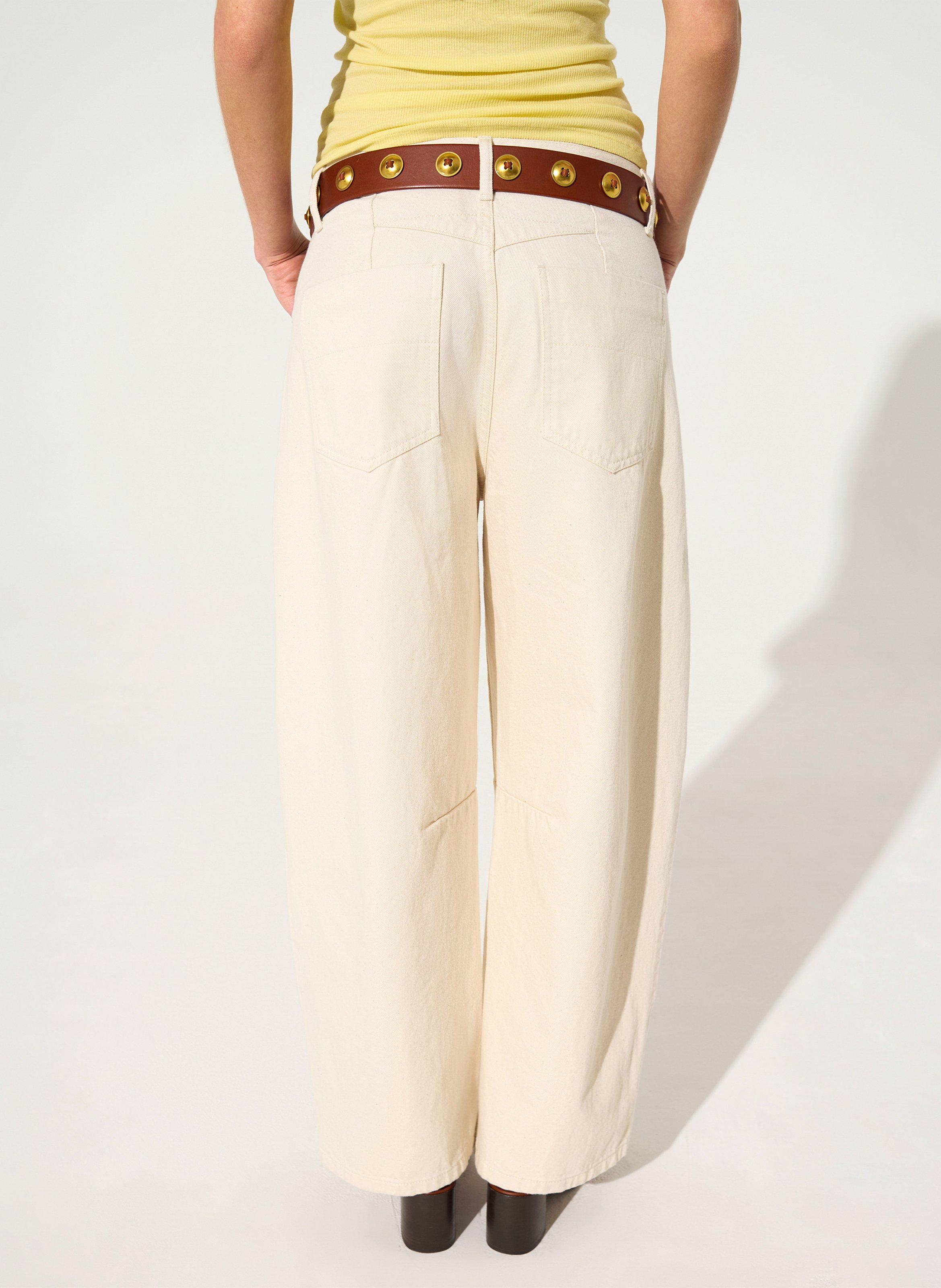 Weite High Waist Jeans aus Bio-Baumwolle COTELAC Weiss