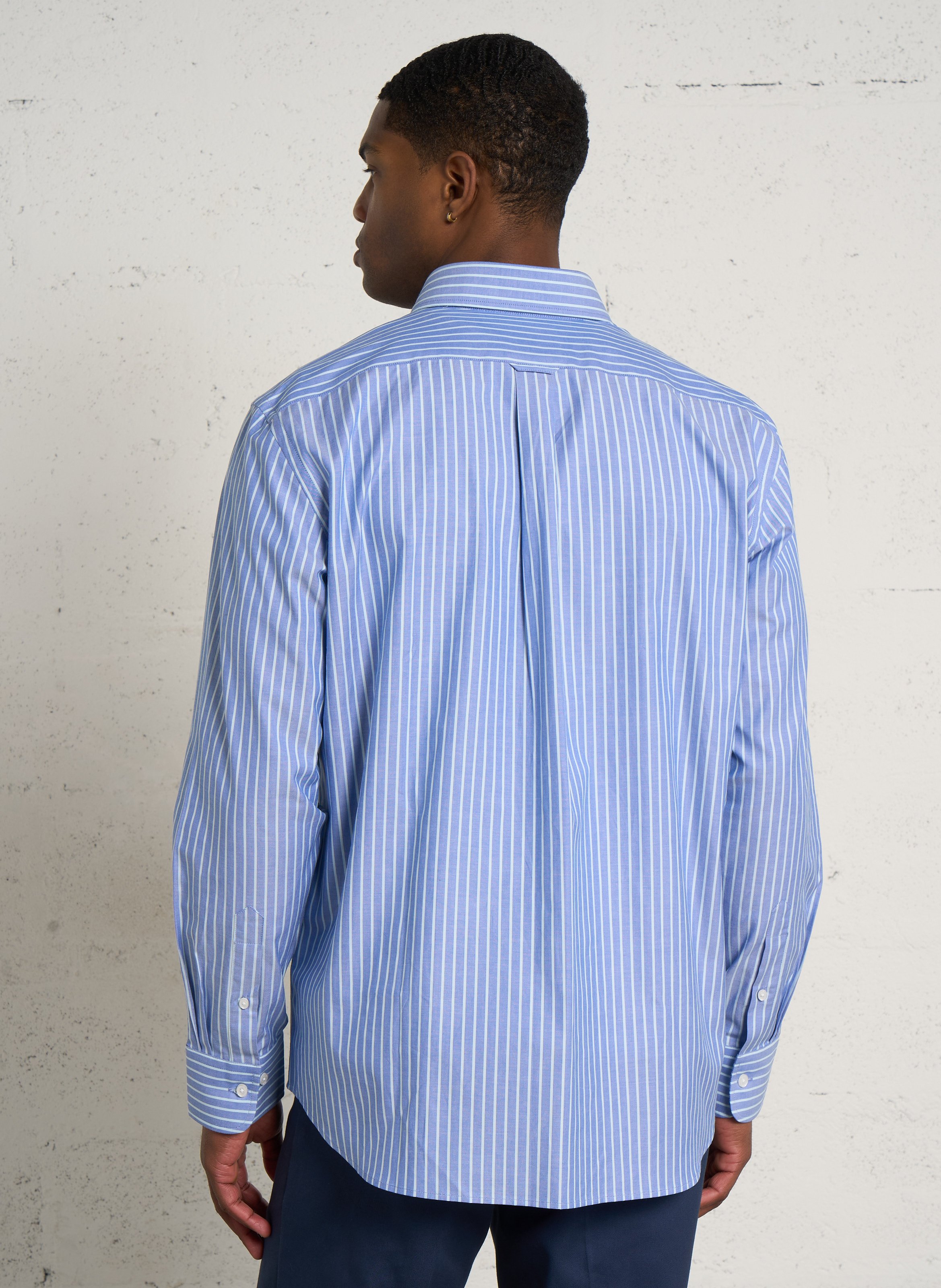 Oversize-Baumwollbluse mit klassischem Kragen und Streifen EDEN PARK Blau