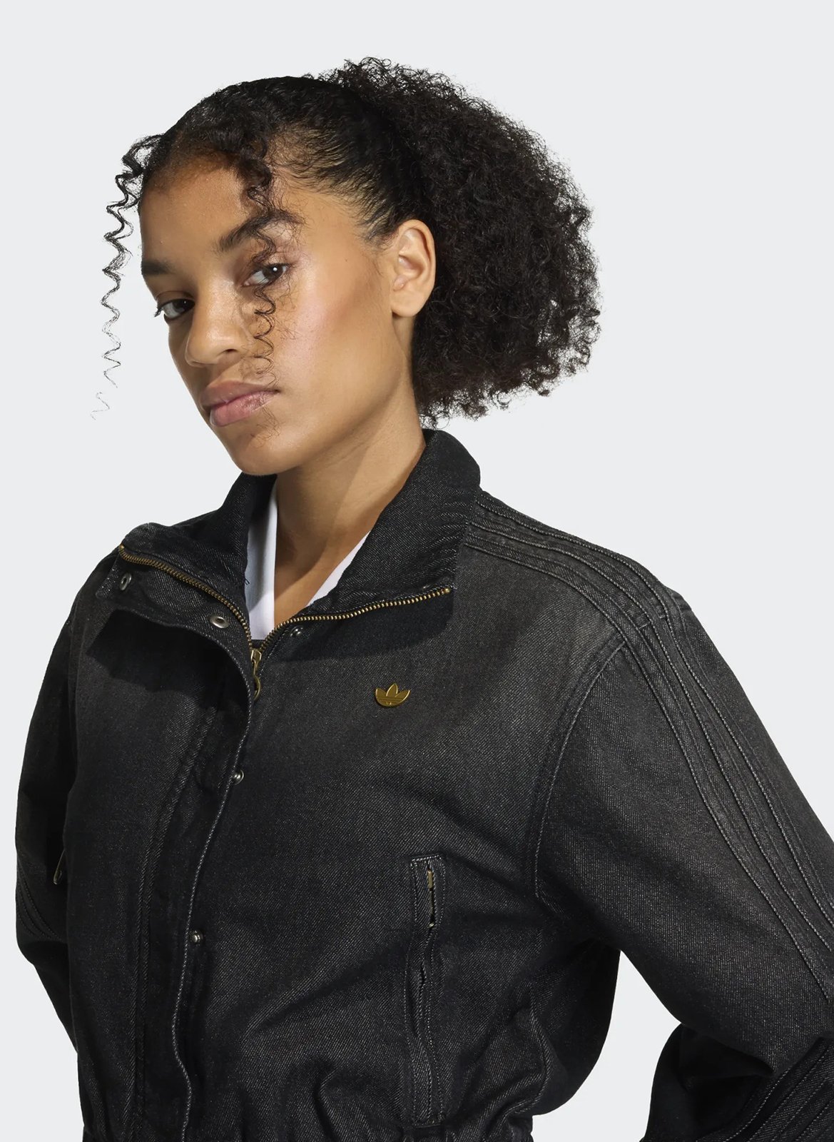 Gerade geschnittene Jeansjacke aus Baumwolle ADIDAS Schwarz