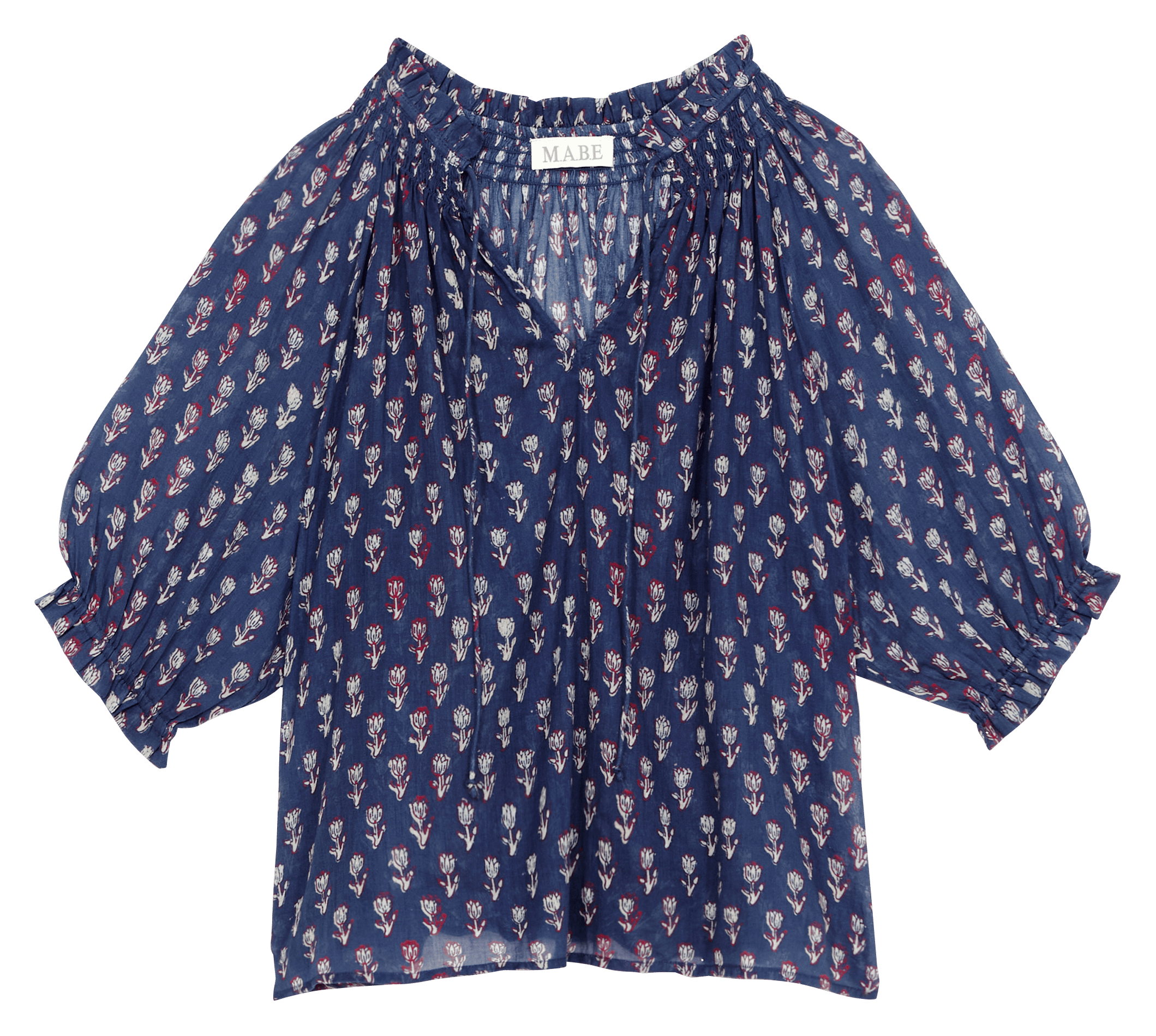 Bluse mit Henley-Ausschnitt und Print M.A.B.E Blau