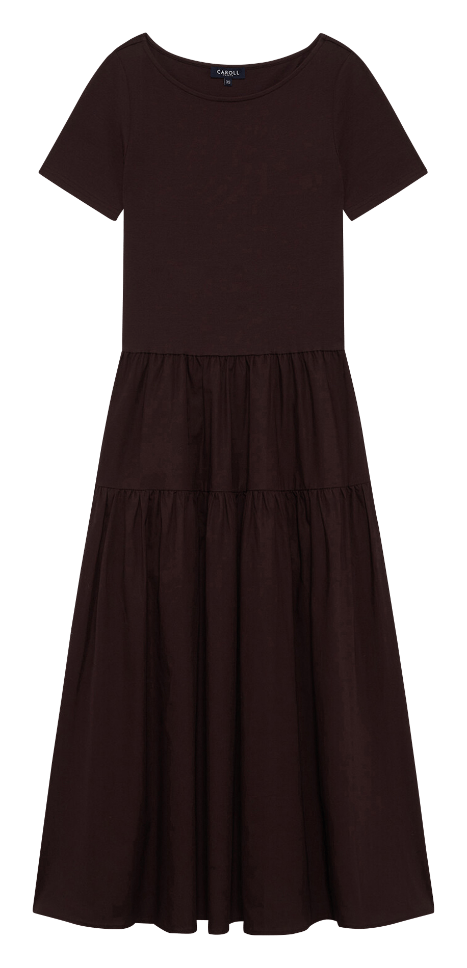 Robe midi col bateau CAROLL Marron